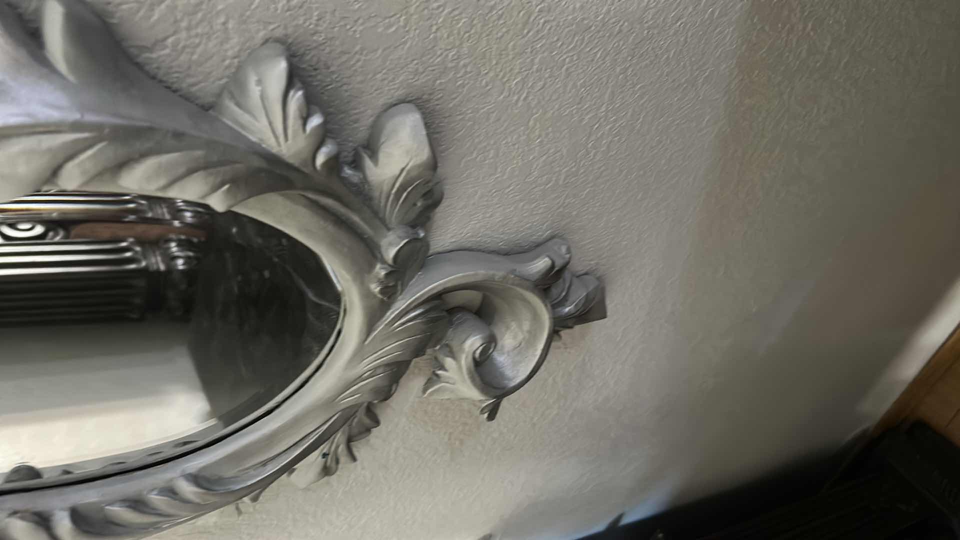 Photo 1 of SILVER ROCOCO STYLE WALL CLOCK W A MIRROR 46"