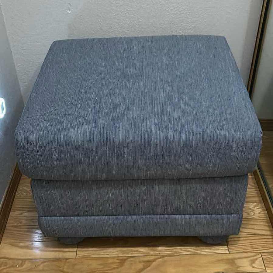 Photo 1 of BLUE FABRIC OTTOMAN 26" X 24" H 18"