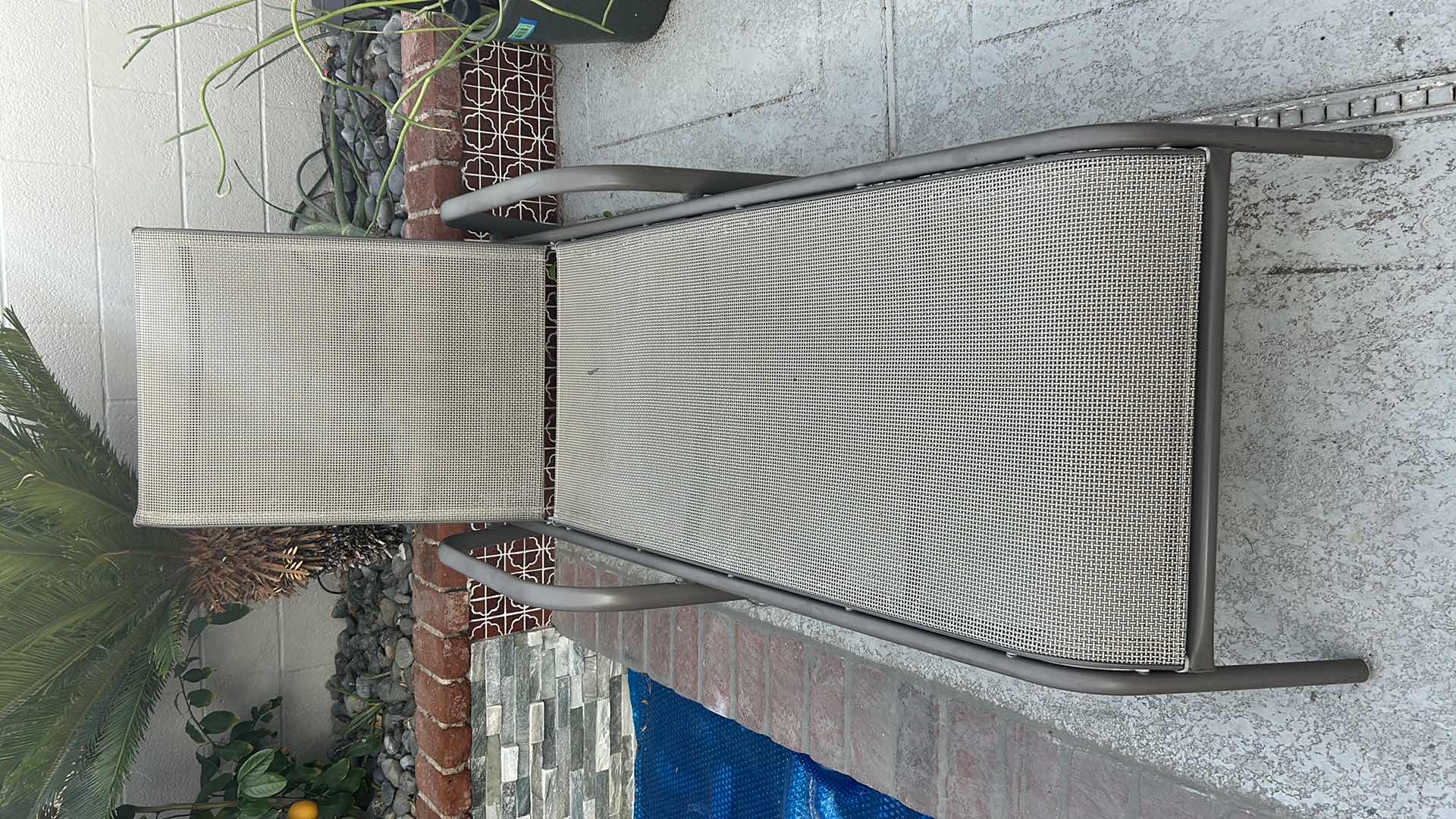 Photo 1 of TAN METAL FRAME STATIONARY CHAISE LOUNGE CHAIR W TAN SLING