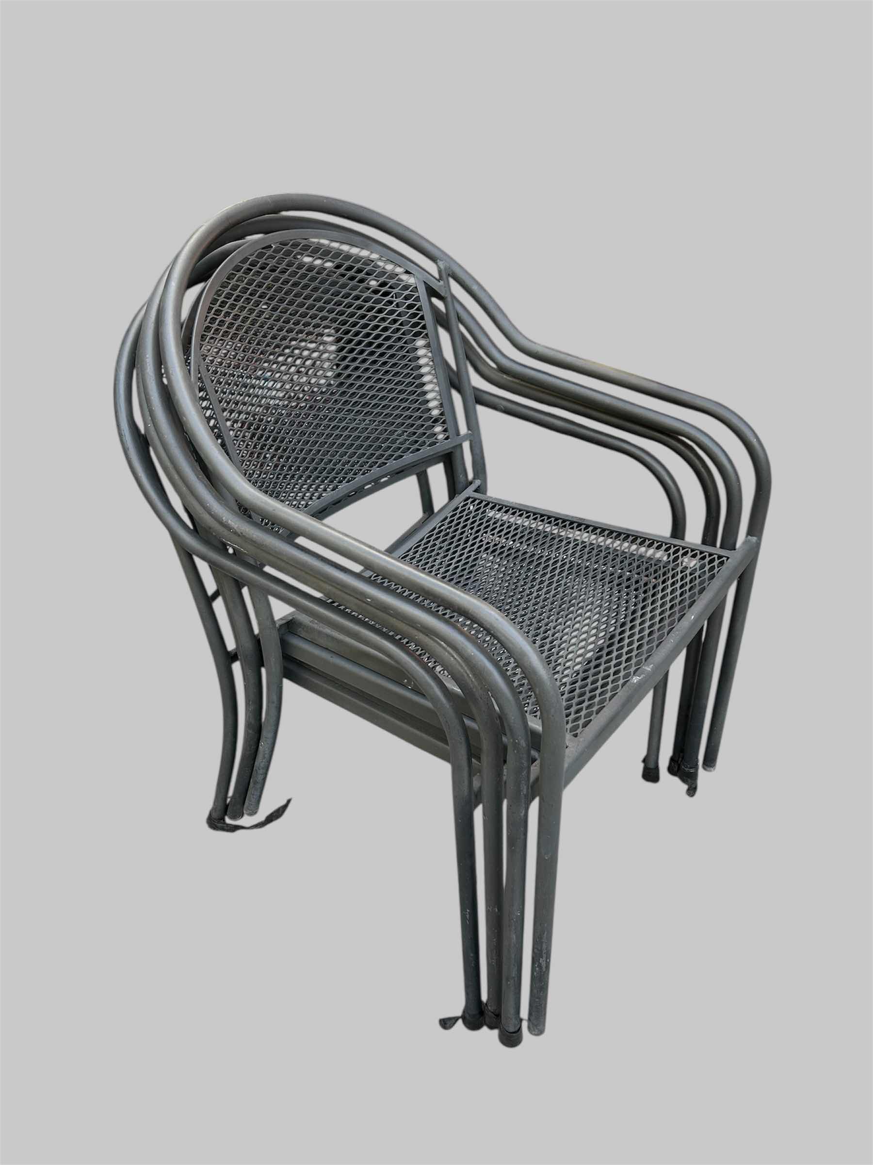 Photo 1 of 4-STACKABLE WROUGHT IRON PATIO ARMCHAIRS