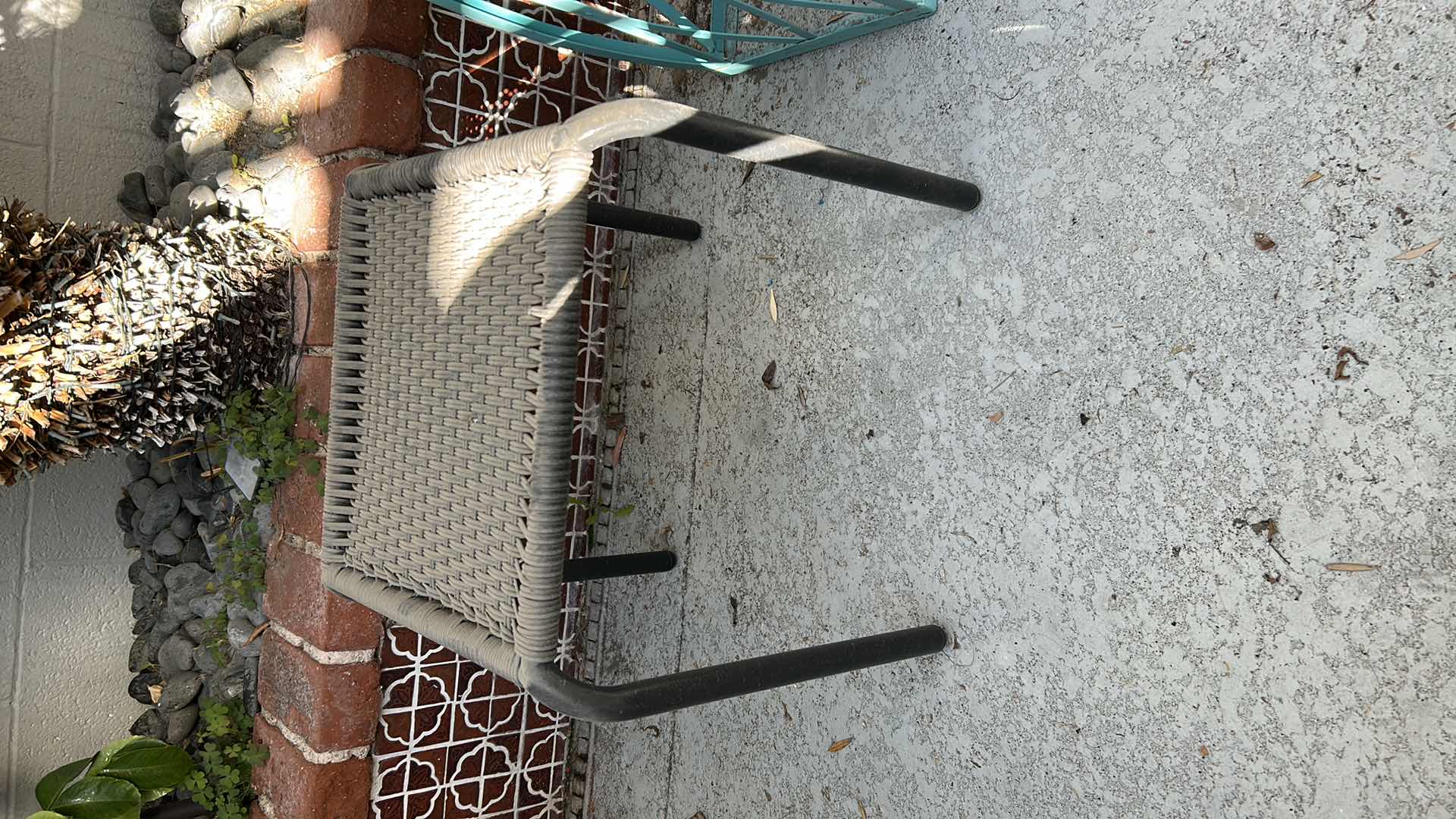 Photo 1 of CONTEMPORARY TAN WICKER OUTDOOR SIDE TABLE H 18"