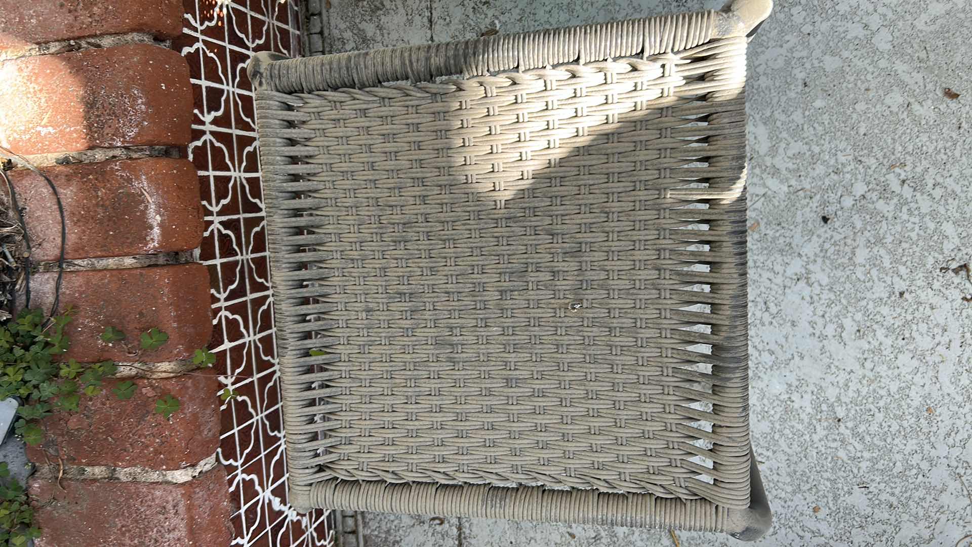 Photo 1 of CONTEMPORARY TAN WICKER OUTDOOR SIDE TABLE H 18"