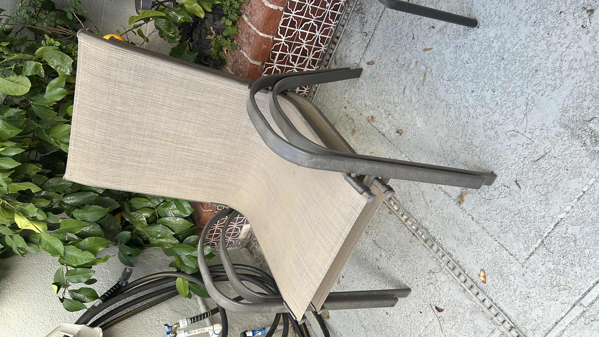 Photo 1 of 2- TAN METAL FRAME OUTDOOR ARM CHAIRS