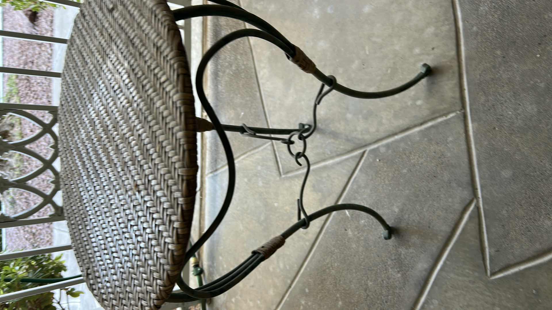 Photo 1 of METAL ROUND TABLE RATTAN TOP 18" X 24"