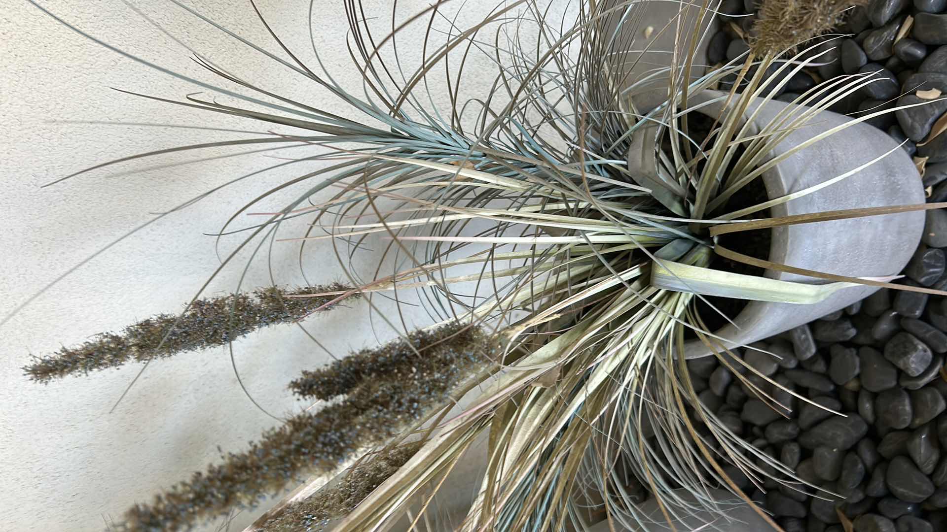 Photo 1 of QL DESIGN FAUX DOGTAIL GRASS POTTED PLANT IN DISTRESSED ZINC POT H 17"