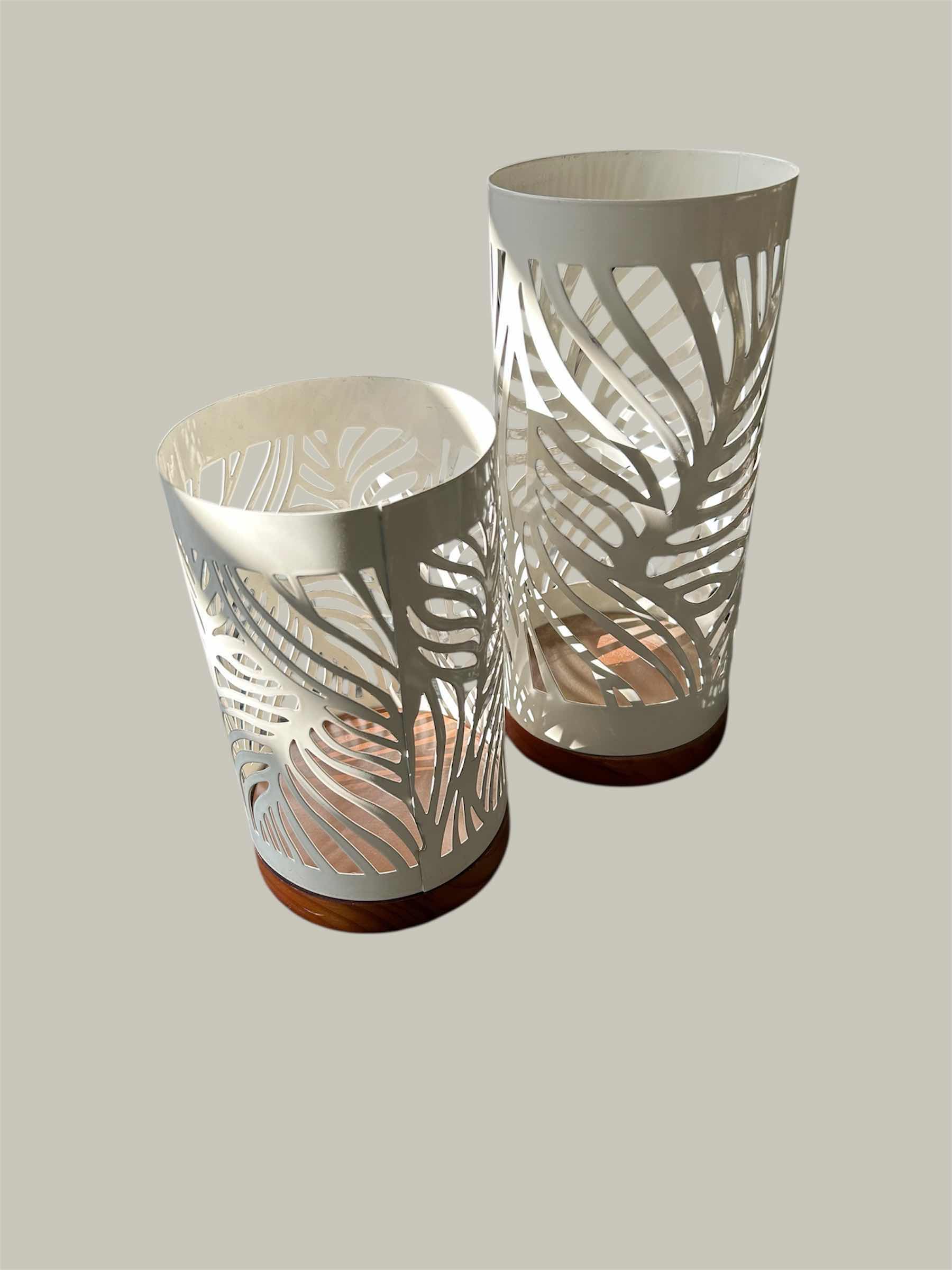 Photo 1 of 2-HAWAIIAN METAL CANDLE HOLDER H 8" 6"