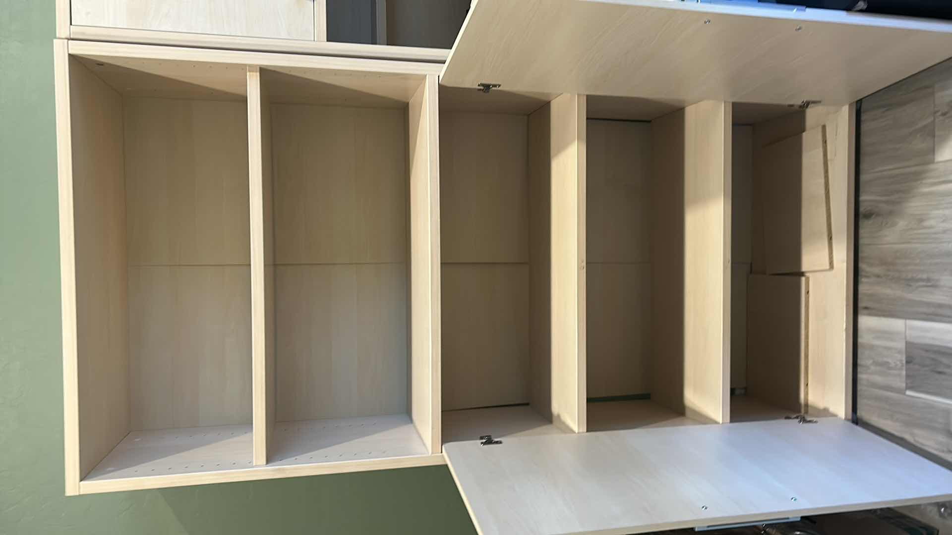 Photo 1 of MODULAR NATURAL OAK FINISH OPEN BOOKCASE W DOOR 35" X 16" H 73" RETAIL $500