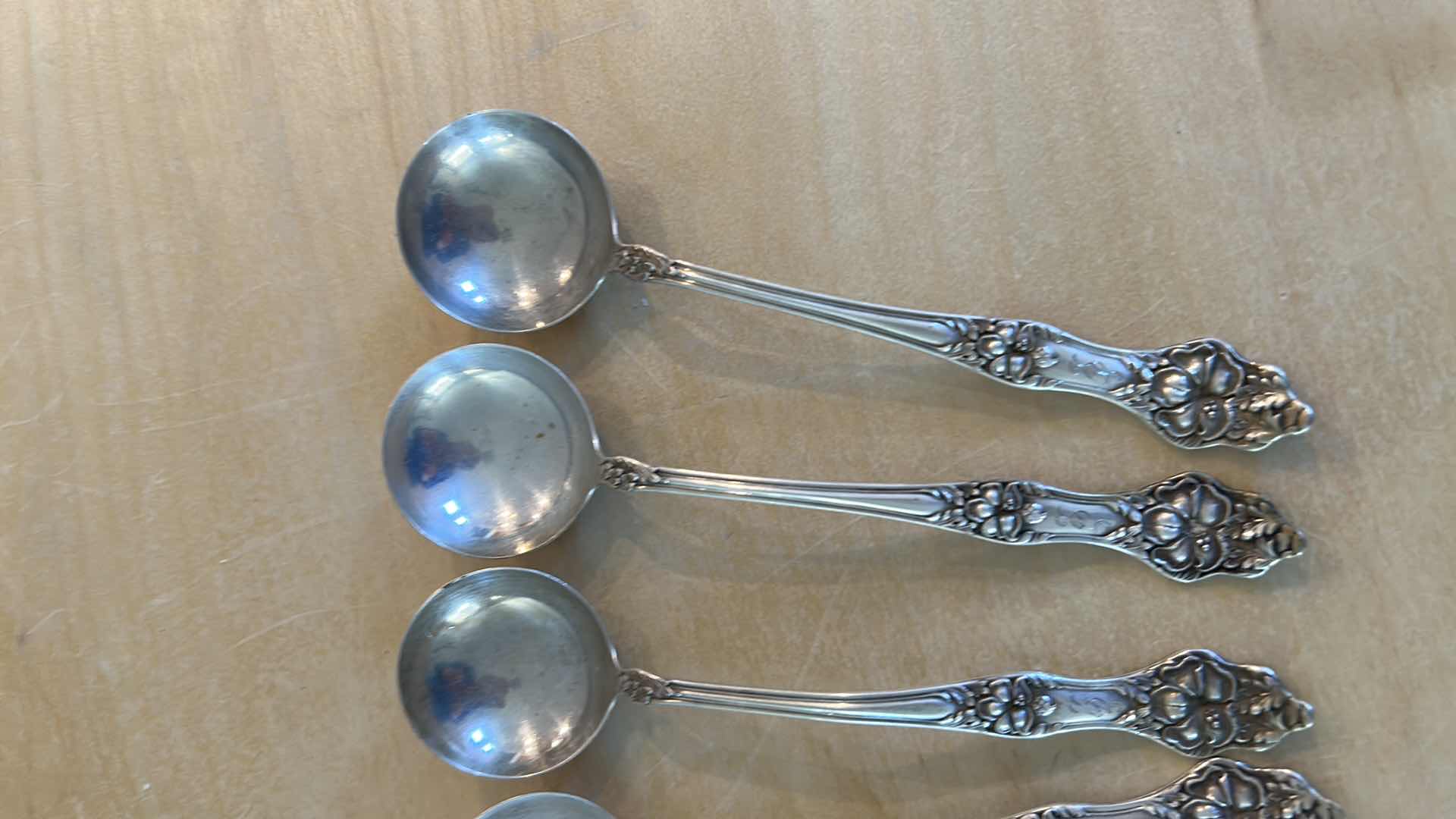 Photo 1 of 6-STERLING SILVER SALT SPOONS