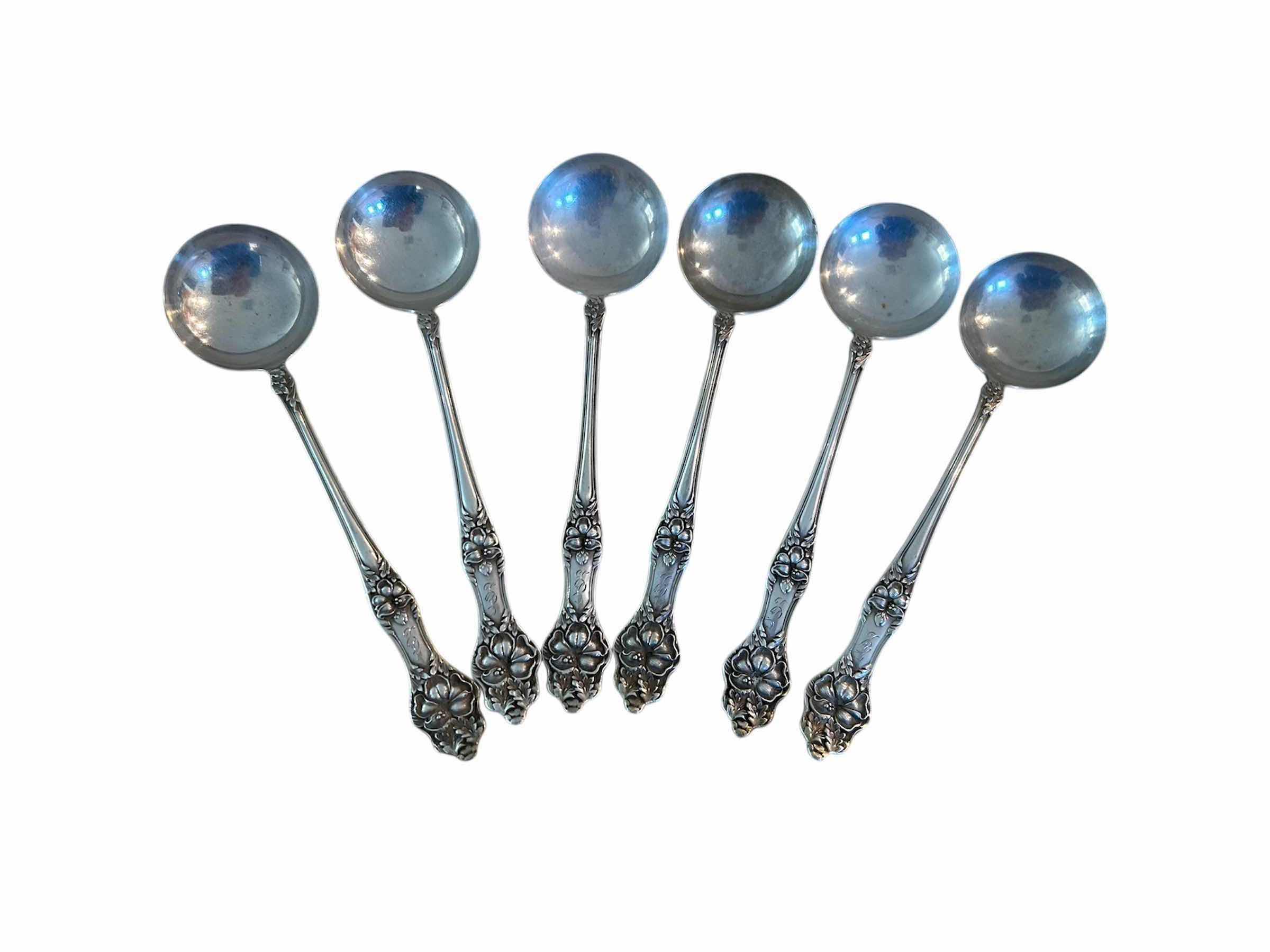 Photo 1 of 6-STERLING SILVER SALT SPOONS