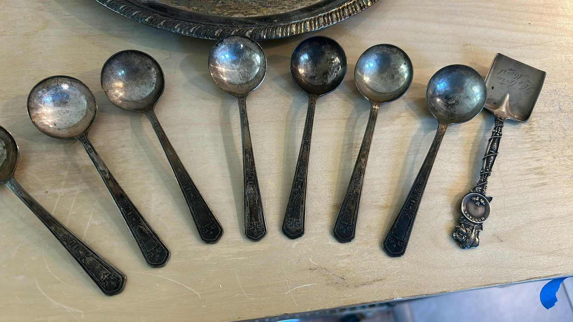 Photo 1 of 7- SALT SPOONS TRAY SMALL CANDLE HOLDER SILVER PLATED