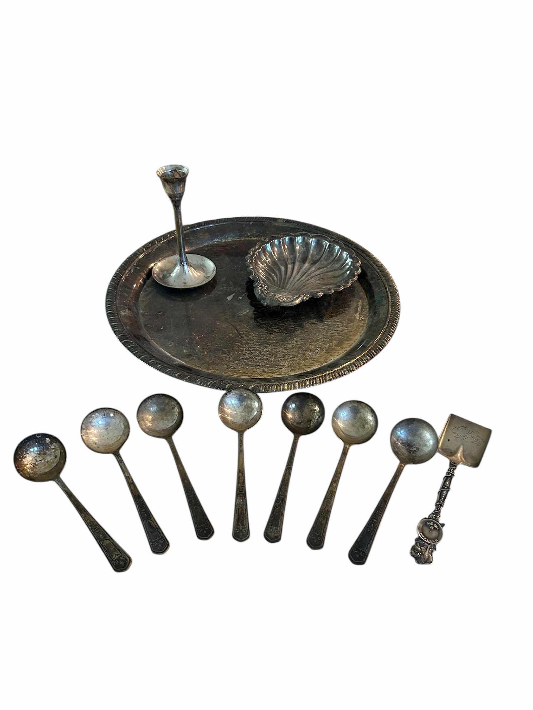 Photo 1 of 7- SALT SPOONS TRAY SMALL CANDLE HOLDER SILVER PLATED