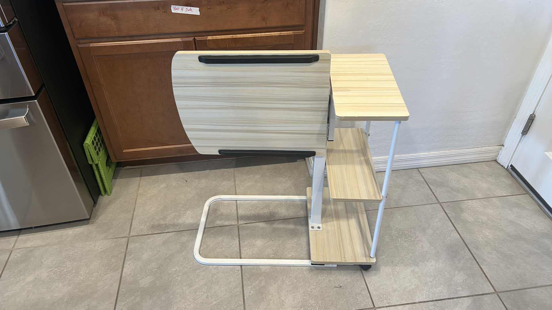 Photo 1 of ADJUSTABLE HEIGHT OVERBED OR C-SHAPED SIDE TABLE ON WHEELS. 27” x 16” x 27”