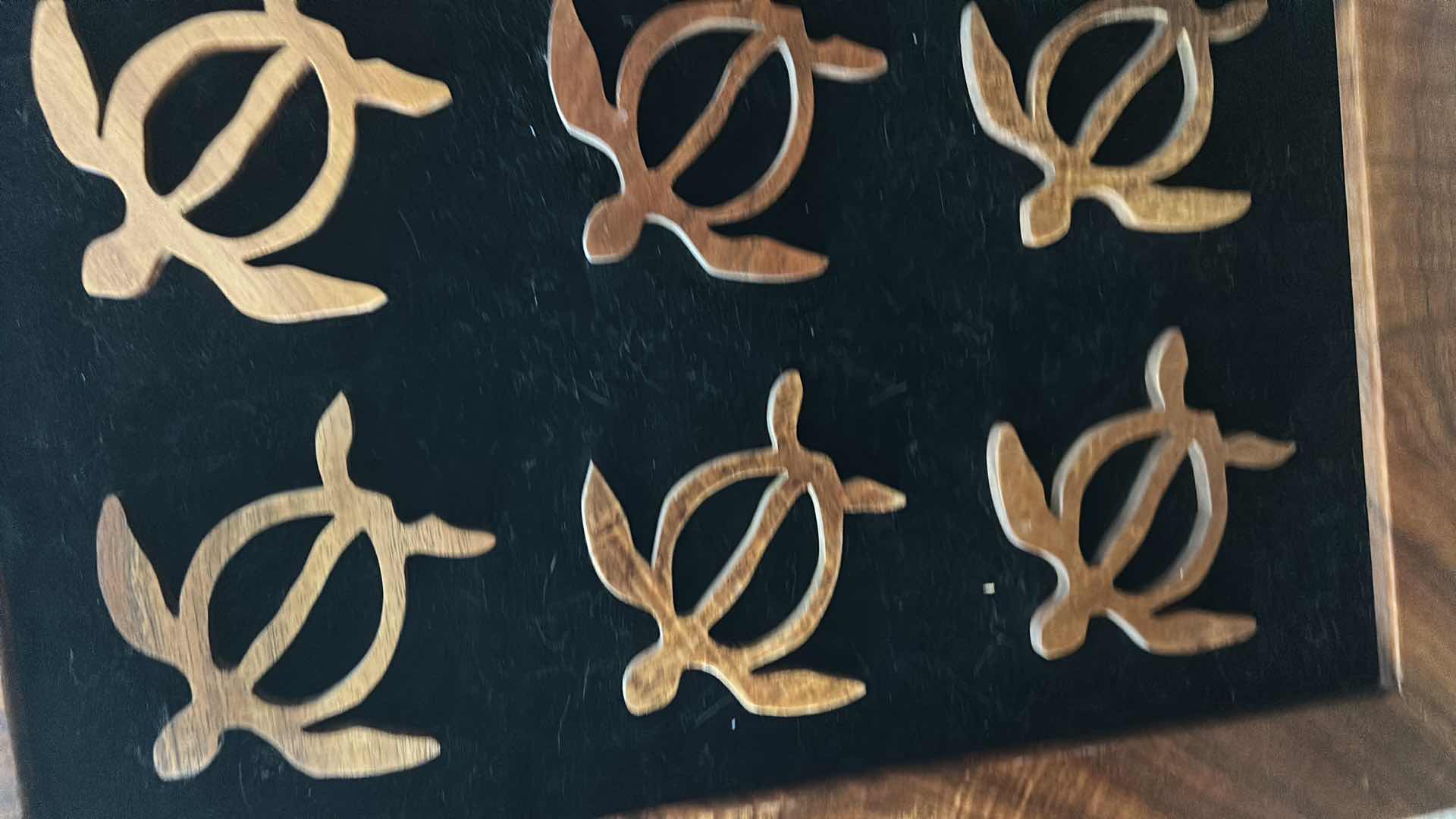 Photo 1 of HAWAIIAN SEA TURTLE WOOD CARVING SET BY LOCAL ARTIST ALAN SHARP. ARTWORK 16 1/2” x H23”