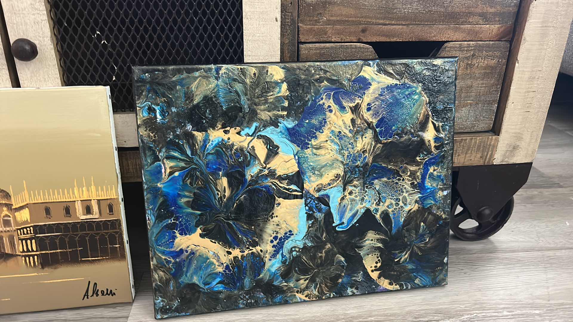 Photo 1 of 2 PC CANVAS ARTWORK, 1 SIGNED ITALY OIL PAINTING 20”X 10”