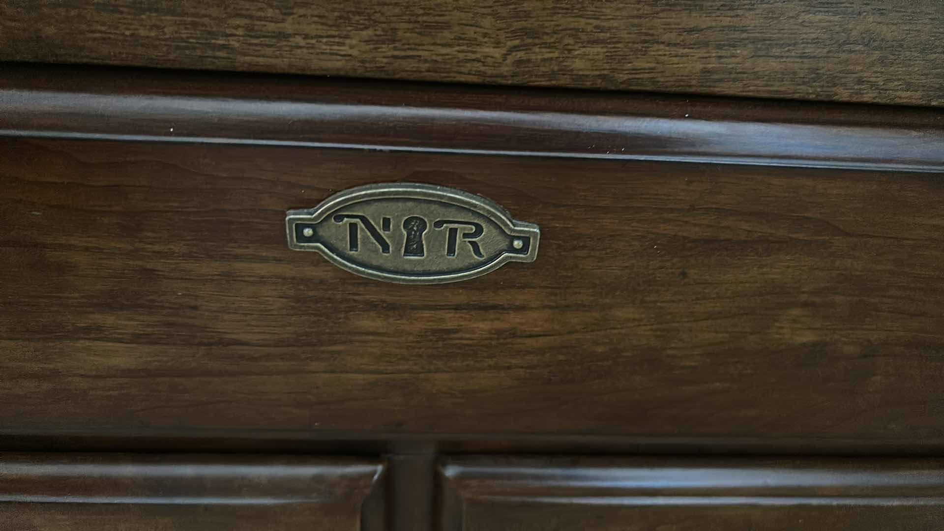 Photo 1 of SOLID CHERRY SECRETARY DESK W NORMAN ROCKWELL " FOUR FREEDOM " PRINTS FROM STANLEY FURNITURE 49" X 31" H 46"