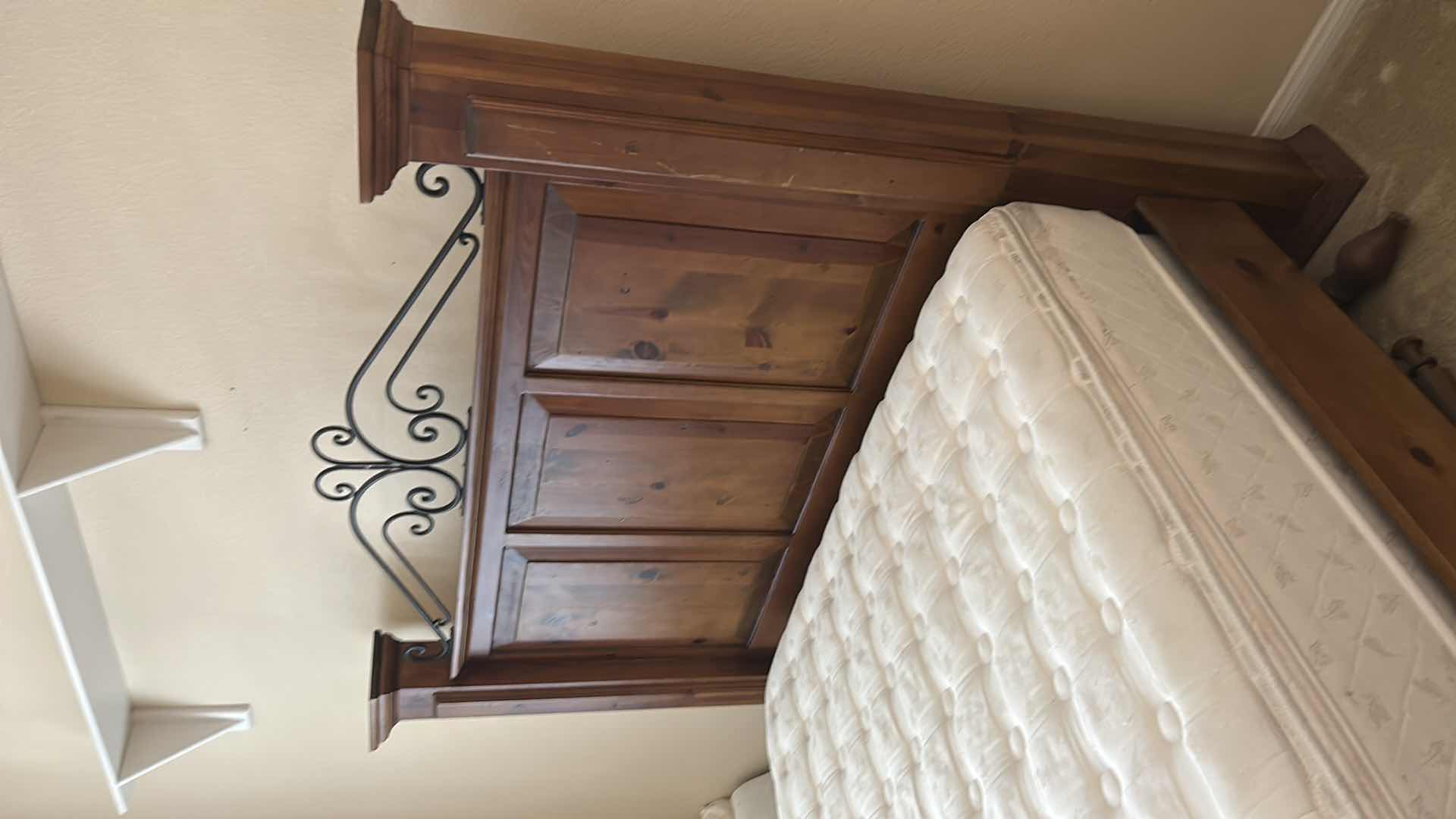 Photo 1 of COUNTRY STYLE PINE AND IRON PANEL FULL SIZE BED MATTRESS SOLD SEPARATELY