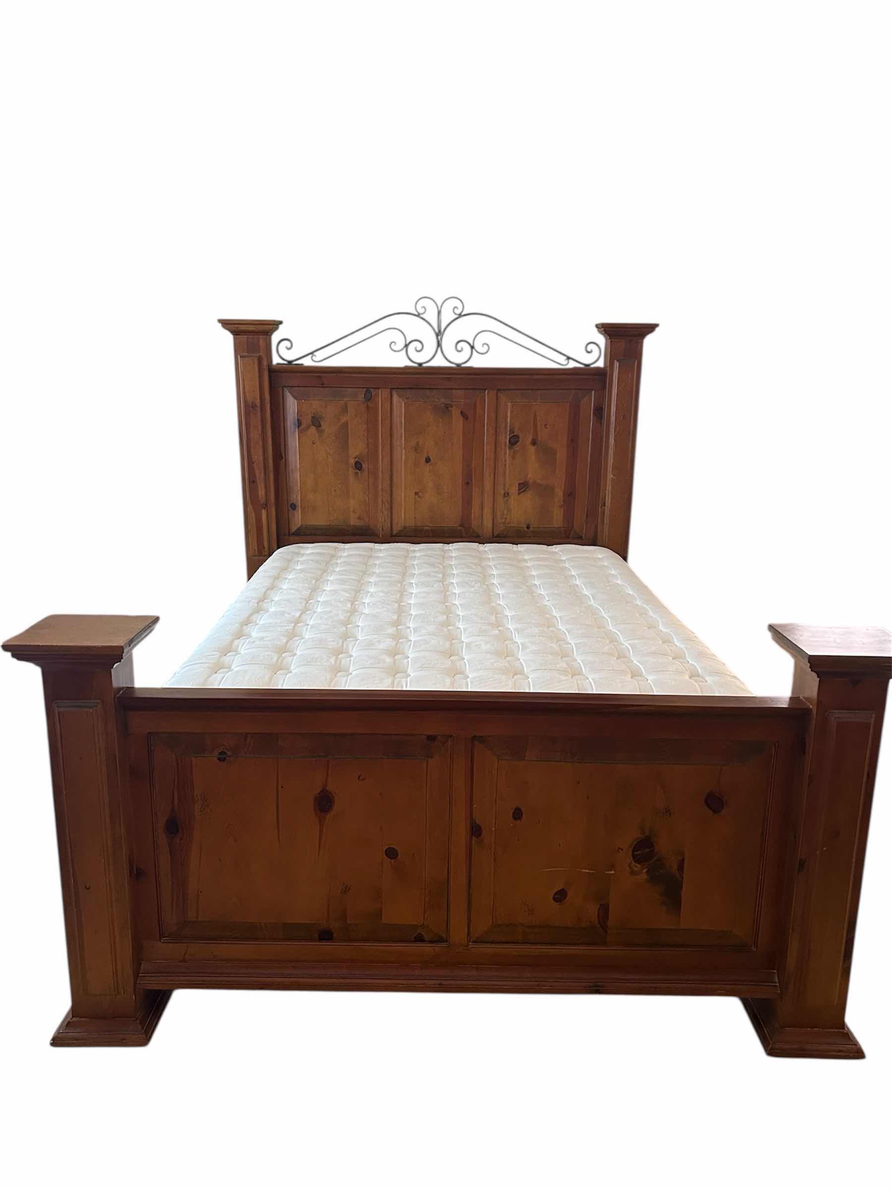 Photo 1 of COUNTRY STYLE PINE AND IRON PANEL FULL SIZE BED MATTRESS SOLD SEPARATELY