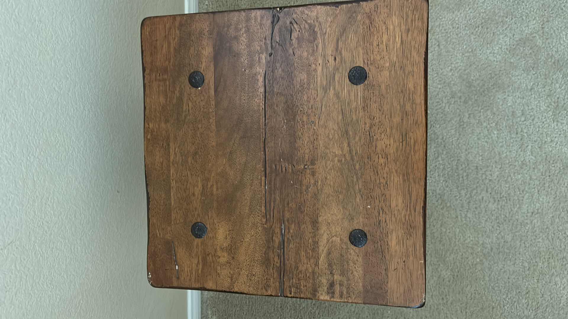 Photo 1 of RUSTIC WOODEN SAWBUCK STOOL 16" X 16" H 18"