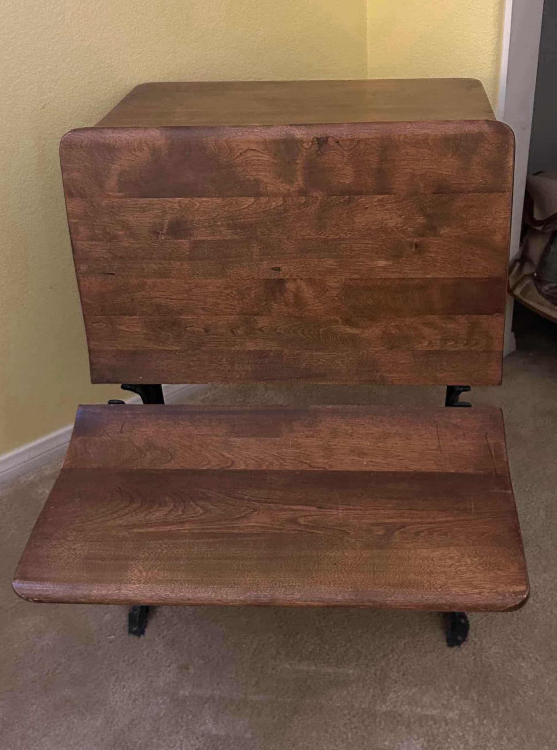 Photo 1 of ANTIQUE CAST IRON AND WOOD SCHOOL DESK H 29"