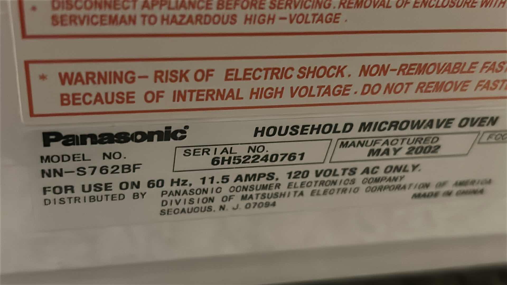 Photo 1 of PANASONIC COUNTERTOP MICRO WAVE INVERTER