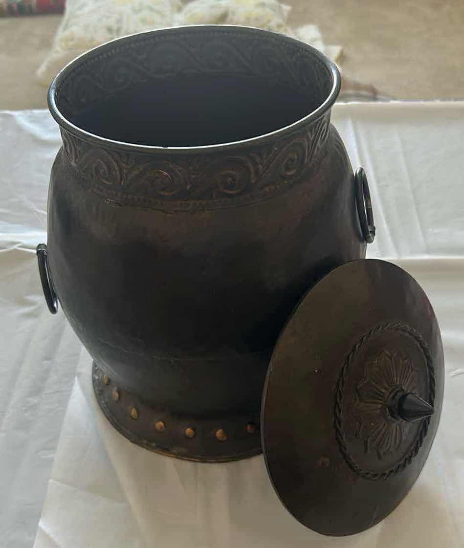 Photo 1 of ORNATE METAL LIDDED DECORATIVE JAR H 13"