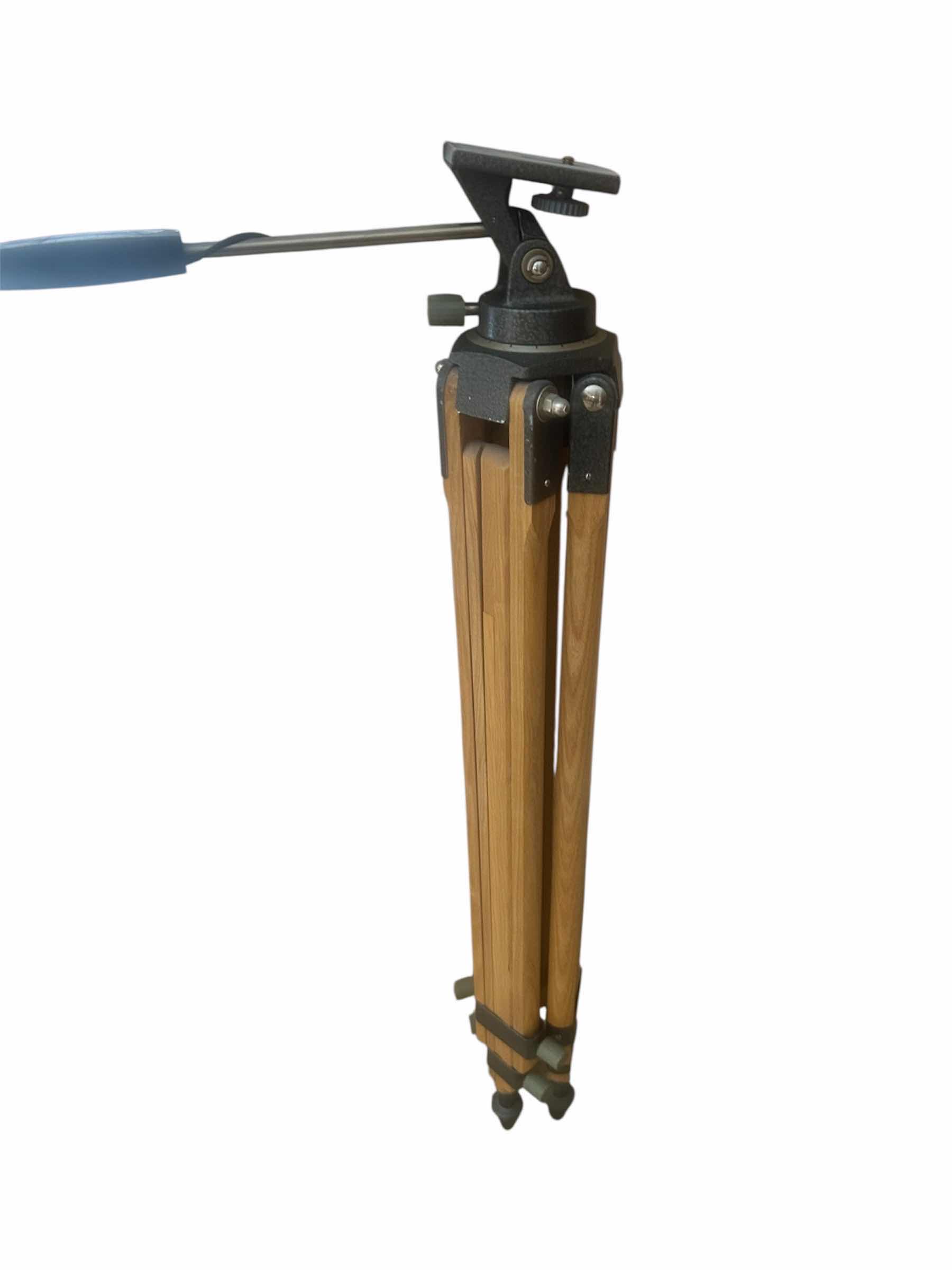 Photo 1 of VINTAGE WOODEN CAMERA TRIPOD W PAN TILT HEAD