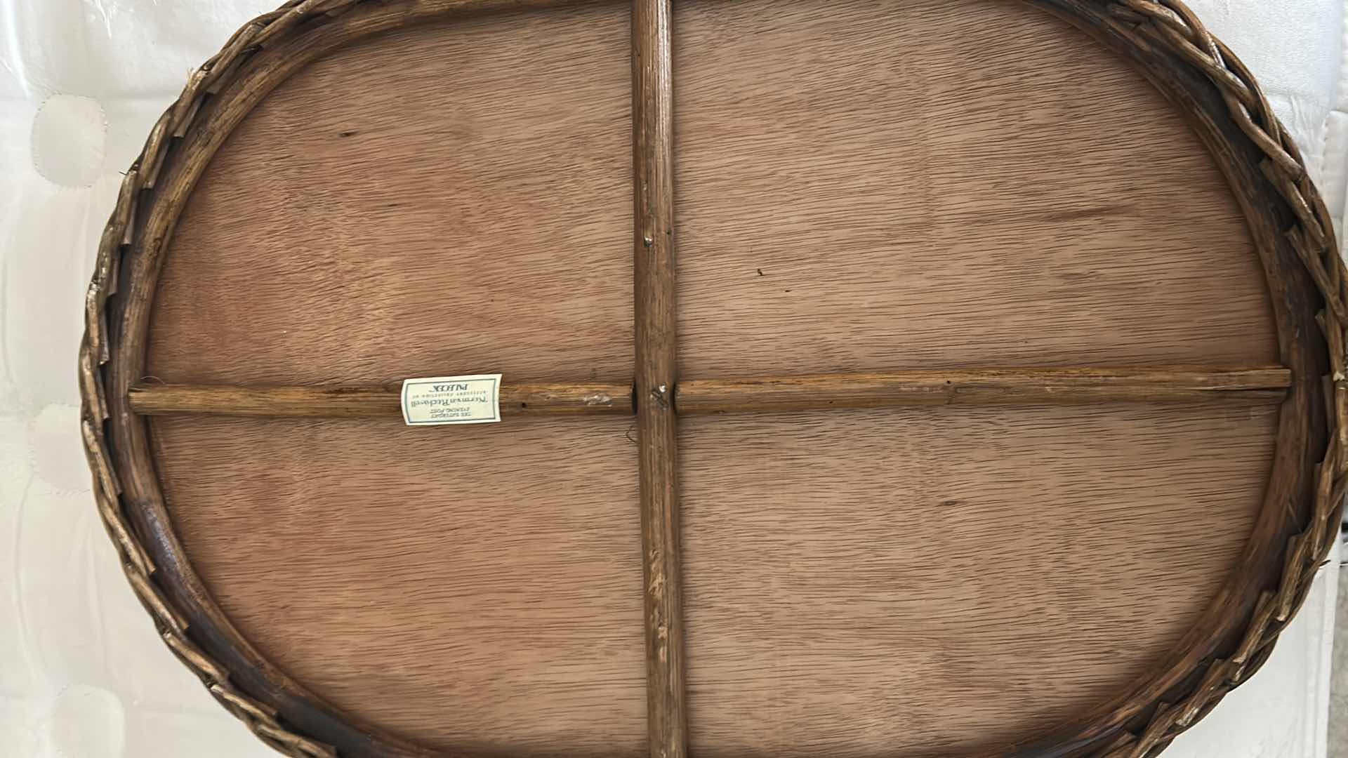 Photo 1 of OVAL BRAIDED WICKER FRAME NORMAN ROCKWELL PRINT "THE DOCTOR AND THE DOLL" 15" X 20"