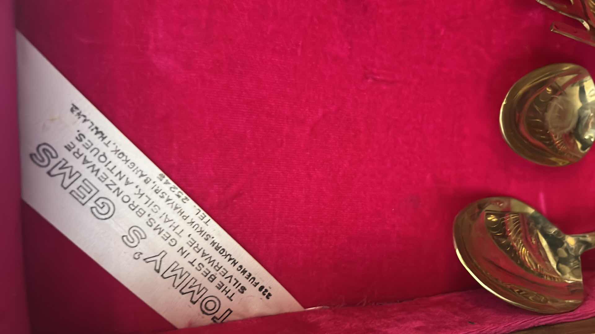 Photo 1 of VINTAGE THAI BRONZE FLATWARE SET BY PRINCESS JEWELRY BANGKOK IN ORIGINAL WOOD BOX