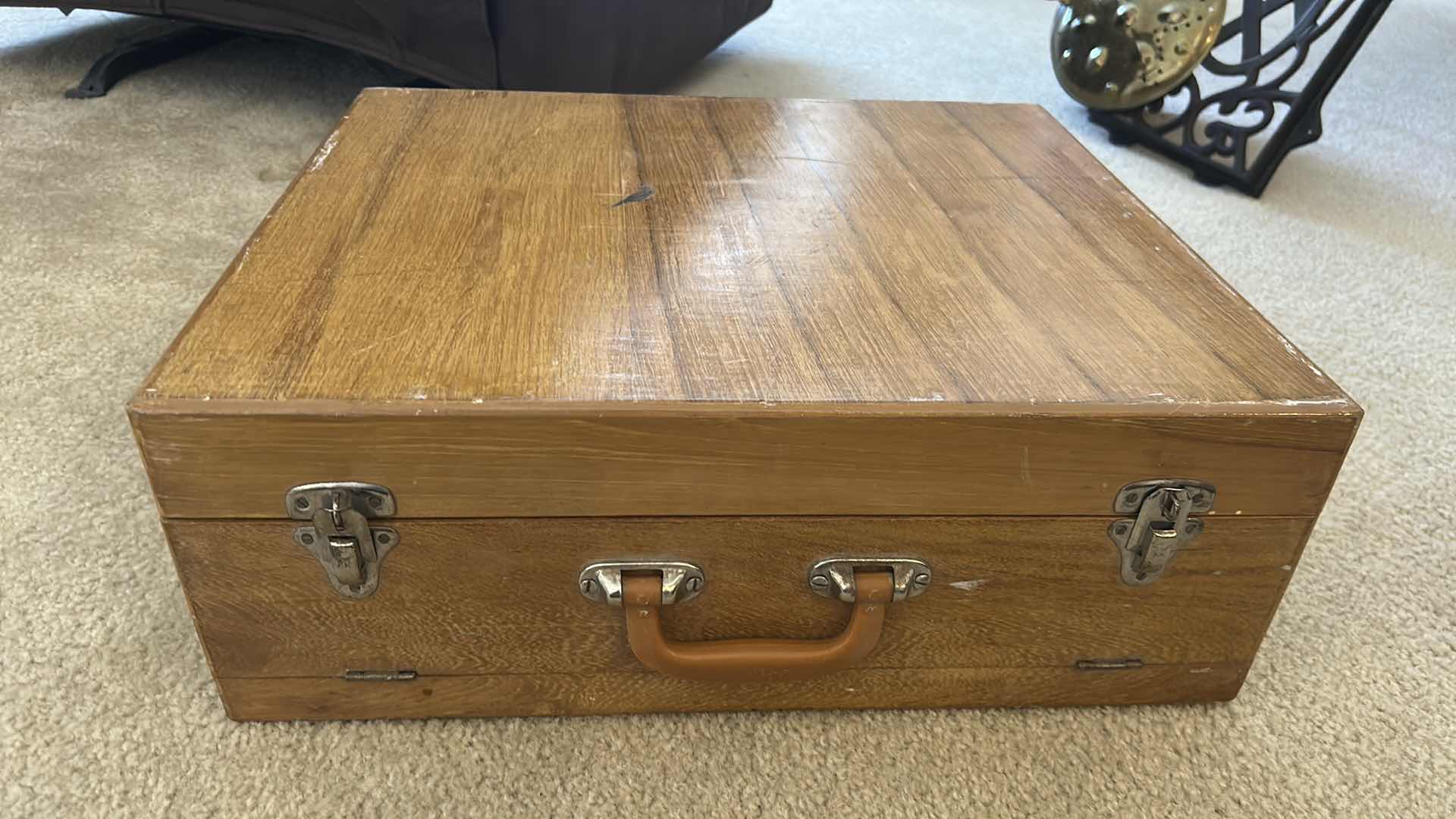 Photo 1 of VINTAGE THAI BRONZE FLATWARE SET BY PRINCESS JEWELRY BANGKOK IN ORIGINAL WOOD BOX