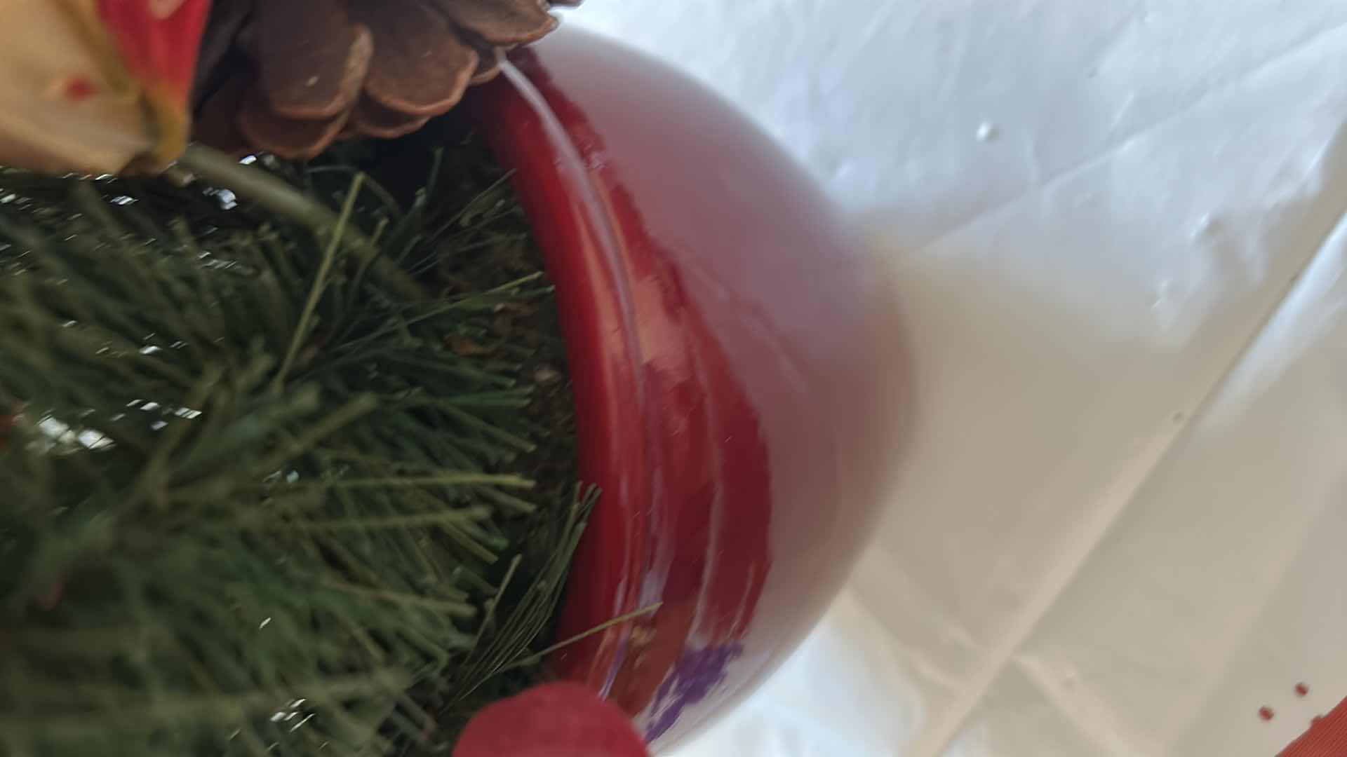 Photo 1 of RED FAUX FLOWERS IN RED VASE H 12"