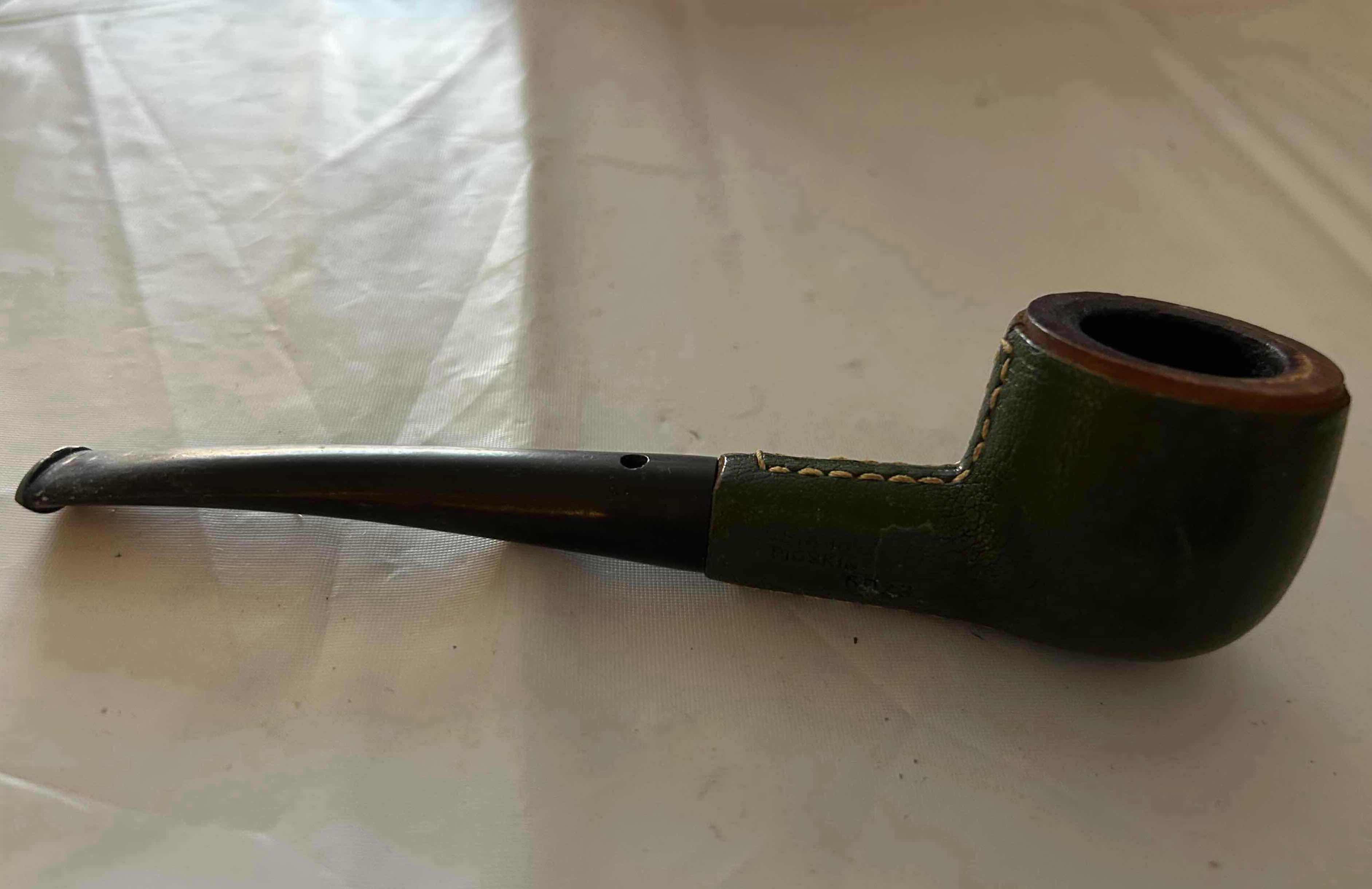 Photo 1 of LEATHER COVERED TOBACCO PIPE