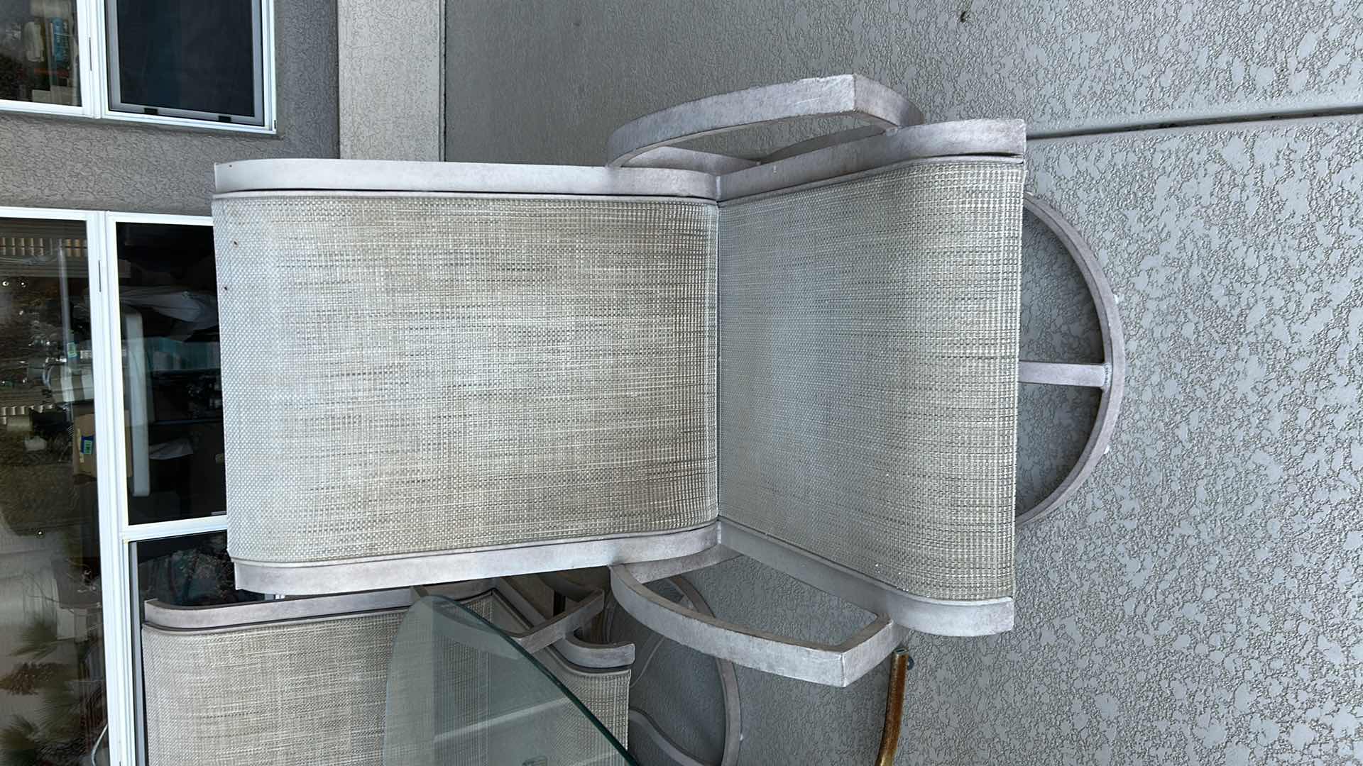 Photo 1 of GLASS TABLE W 4 SLING SWIVEL CHAIRS