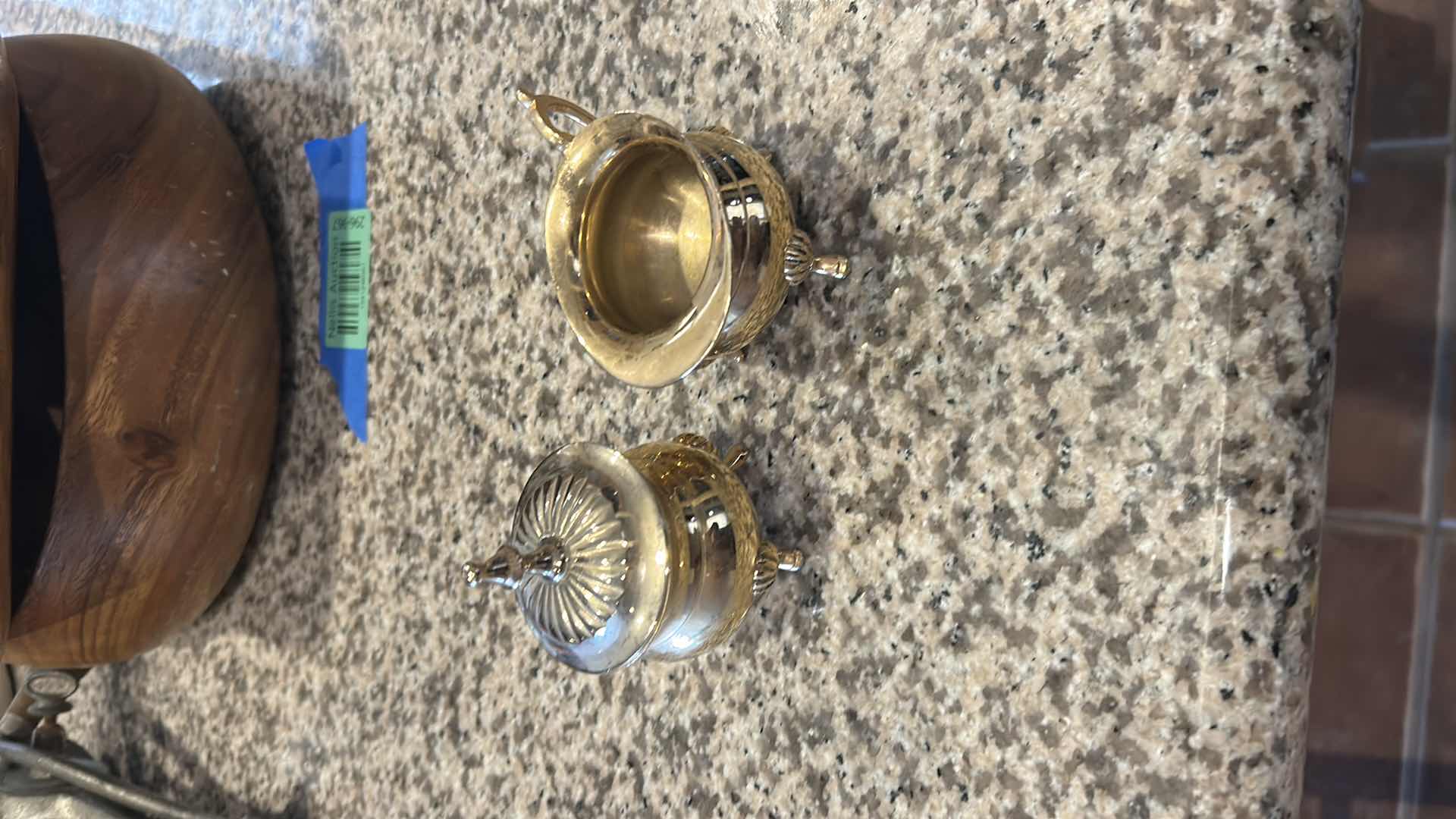 Photo 1 of 9- VINTAGE BRASS CANDLESTICKS SUGAR CREAMER FROM INDIA