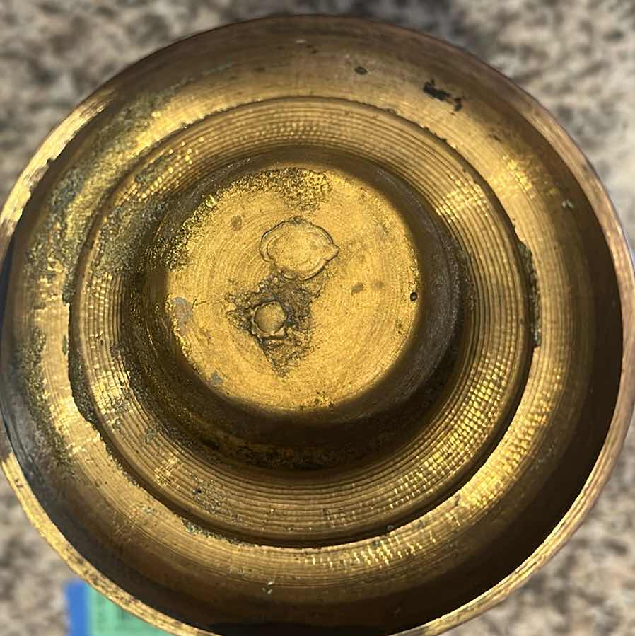 Photo 1 of 2- VINTAGE SOLID BRASS URN VASES H 12"