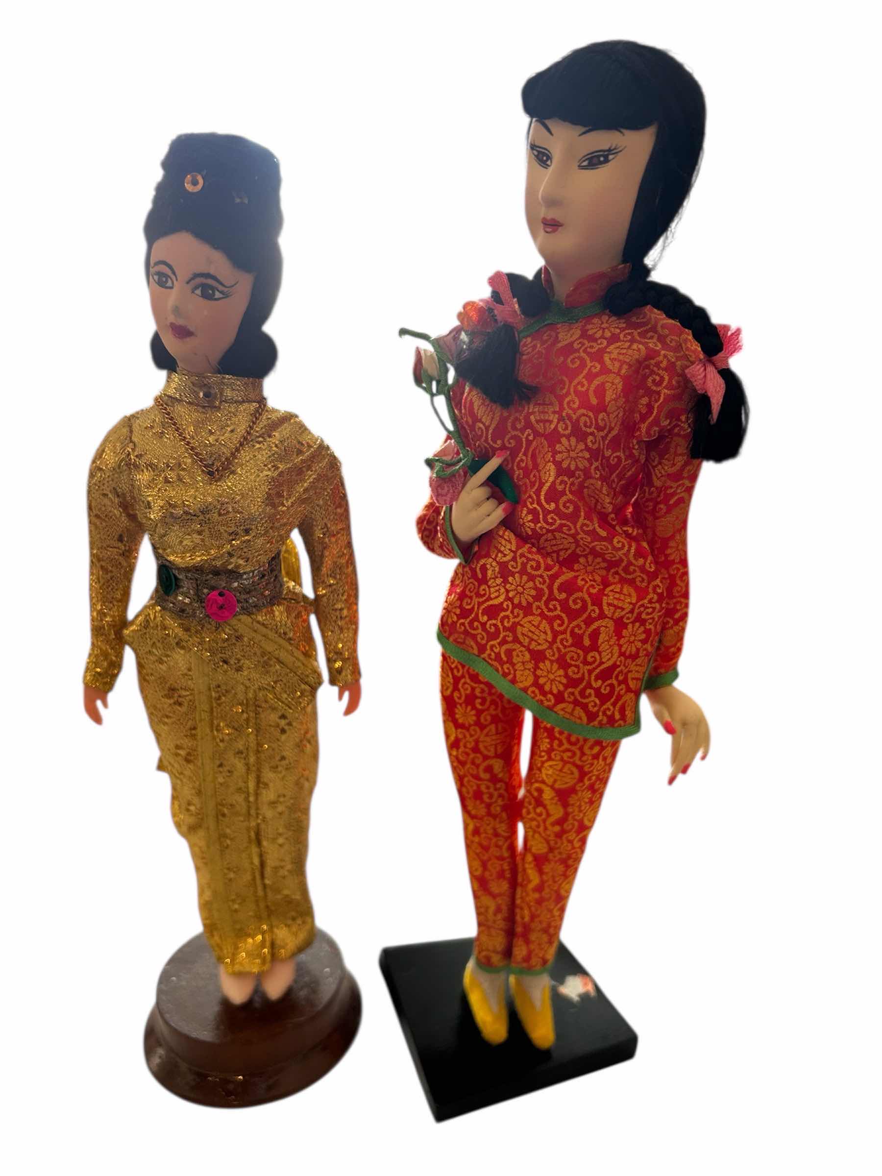 Photo 1 of 2- VINTAGE ASIAN DOLLS FROM THAILAND H 13"