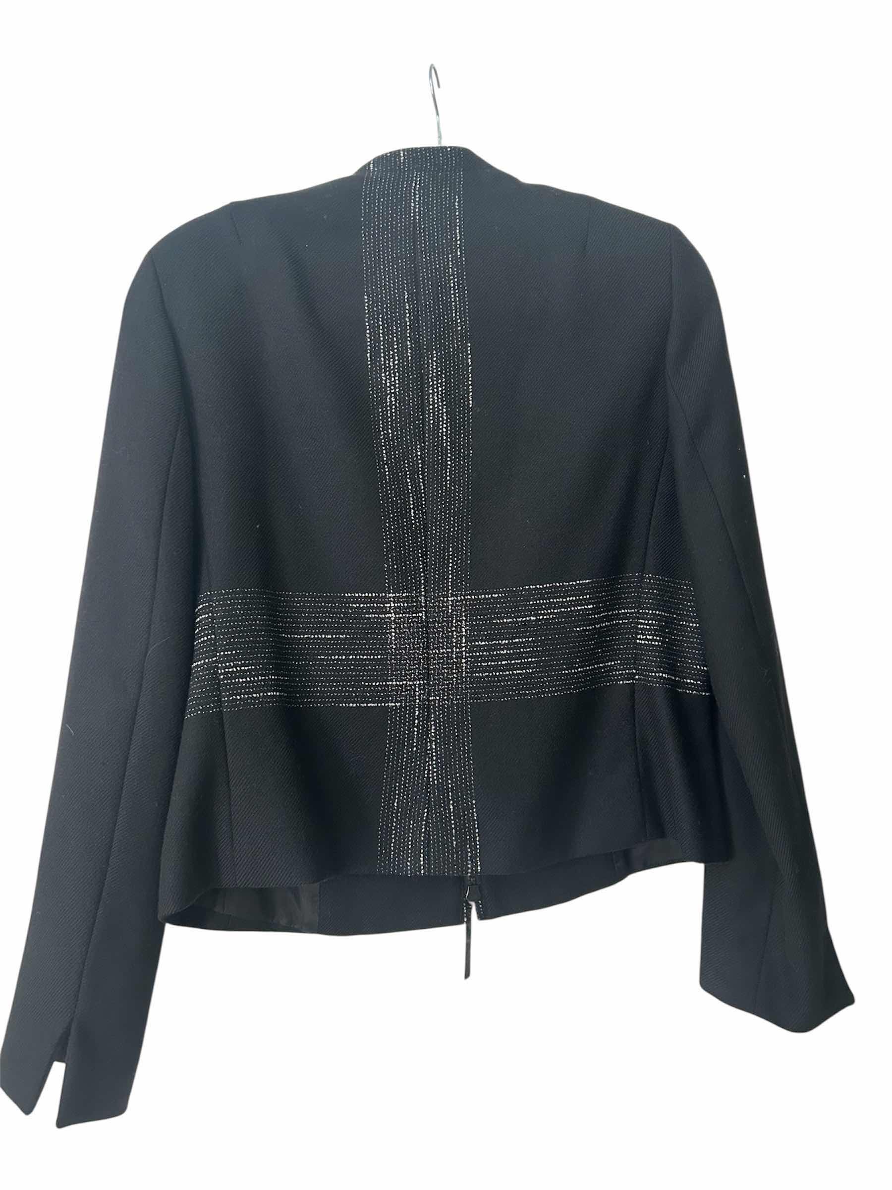 View 2 of AKRIS PUNTO TEXTURED WOOL STAND COLLAR BLAZER W BEADED EMBELLISHMENT SZ 8