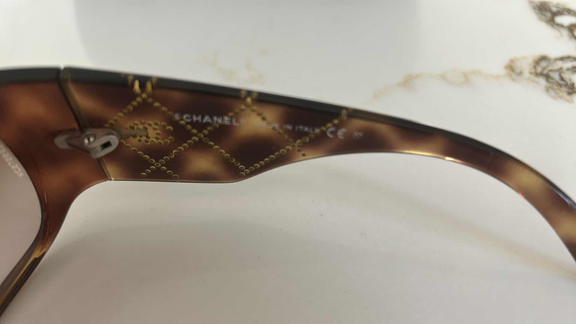Photo 1 of CHANEL BROWN SWAROVSKI CRYSTAL SUNGLASSES W CASE