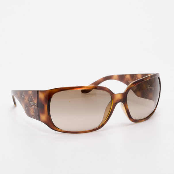 Photo 1 of CHANEL BROWN SWAROVSKI CRYSTAL SUNGLASSES W CASE