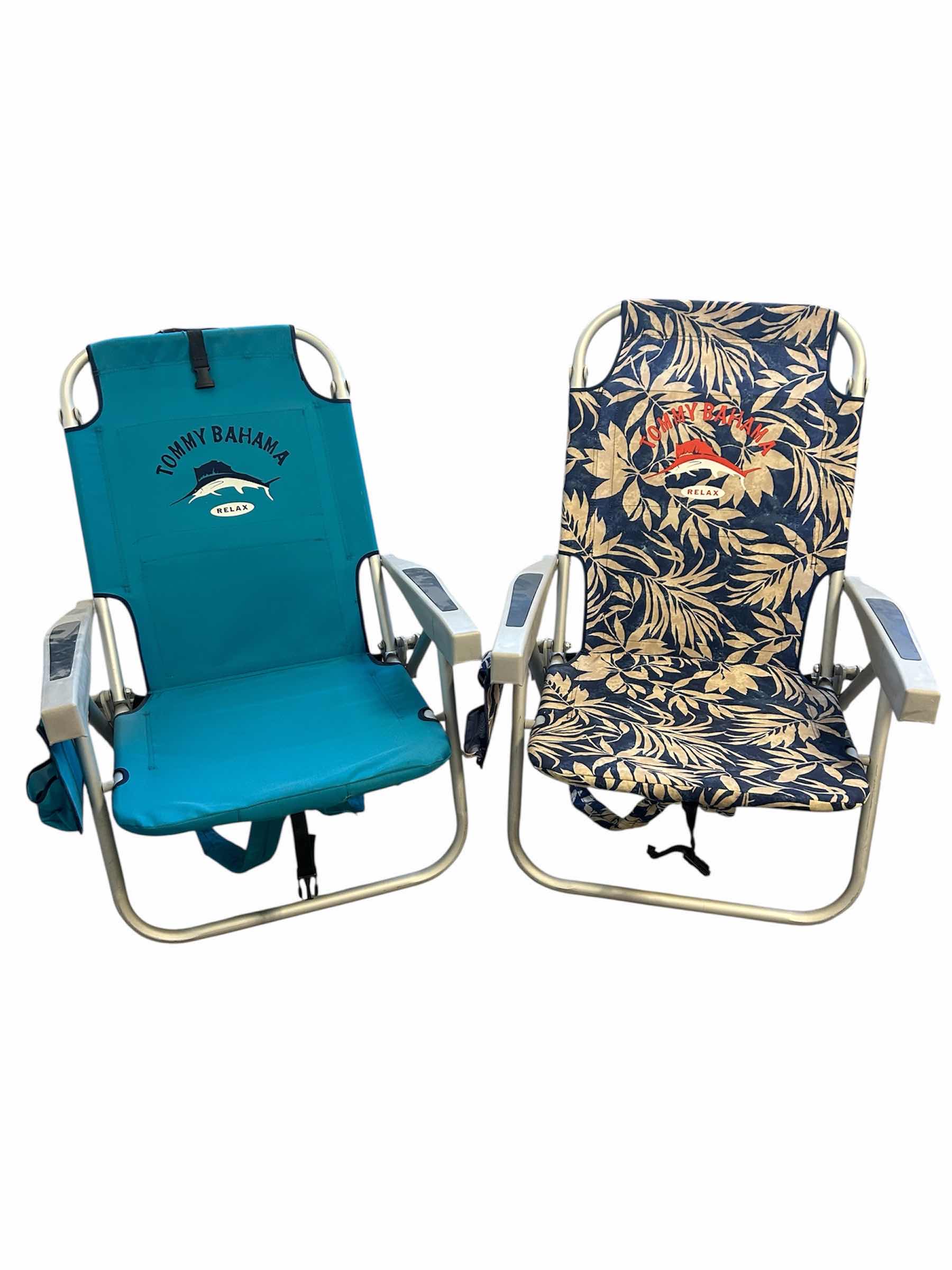 Photo 1 of 2- TOMMY BAHAMA 5 POSITION BACKPACK BEACH CHAIRS