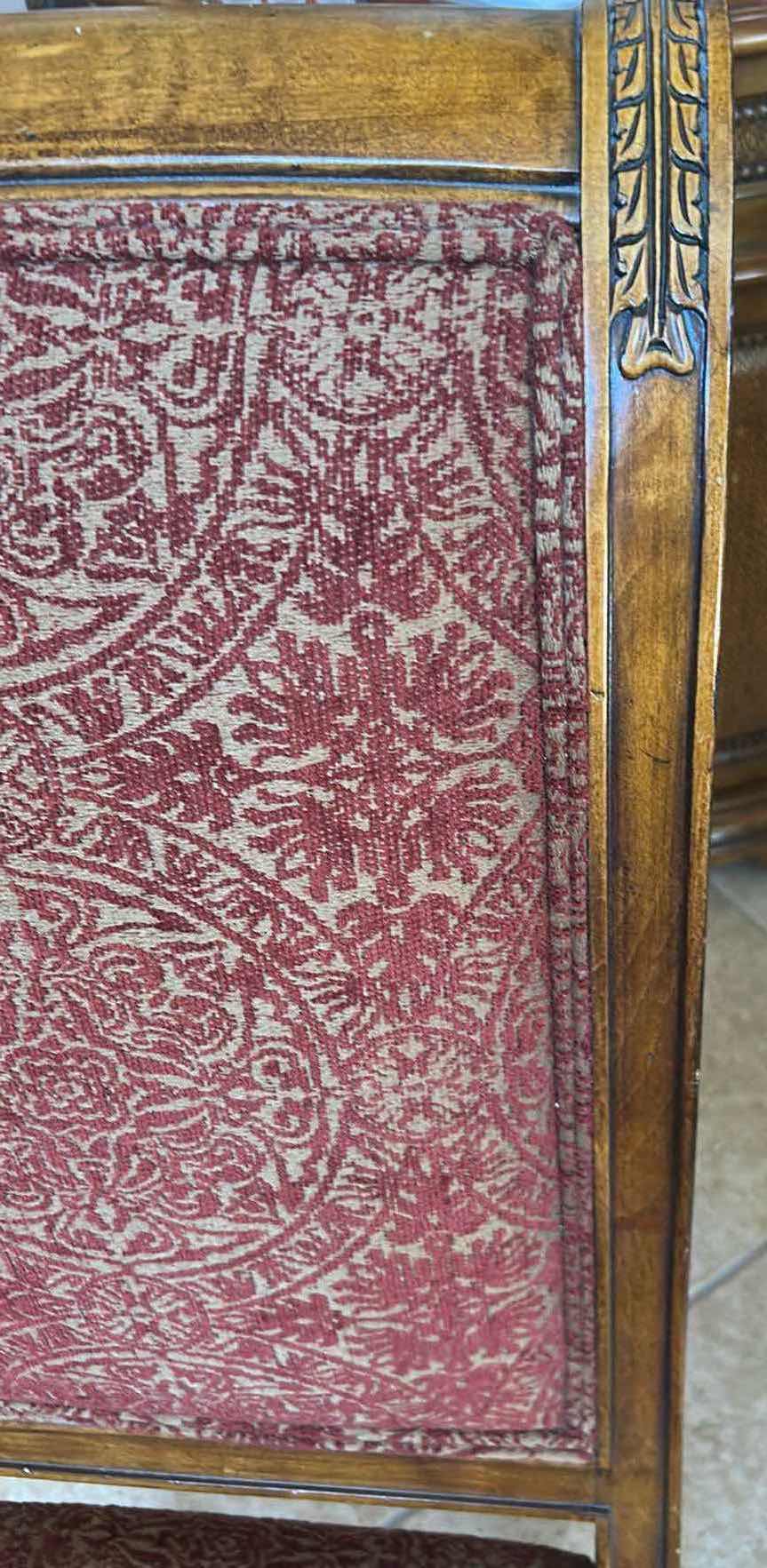 Photo 1 of ETHAN ALLEN DINING CHAIR W FLUTED TAPERED LEGS RED UPHOLSTERED FABRIC