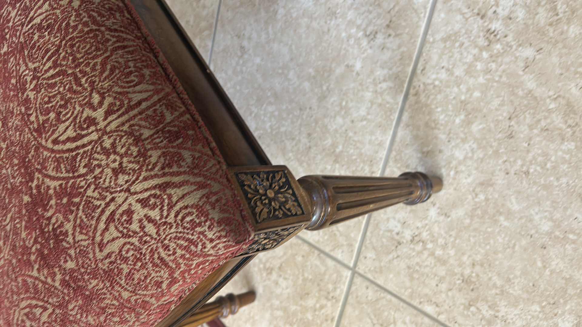 Photo 1 of ETHAN ALLEN DINING CHAIR W FLUTED TAPERED LEGS RED UPHOLSTERED FABRIC