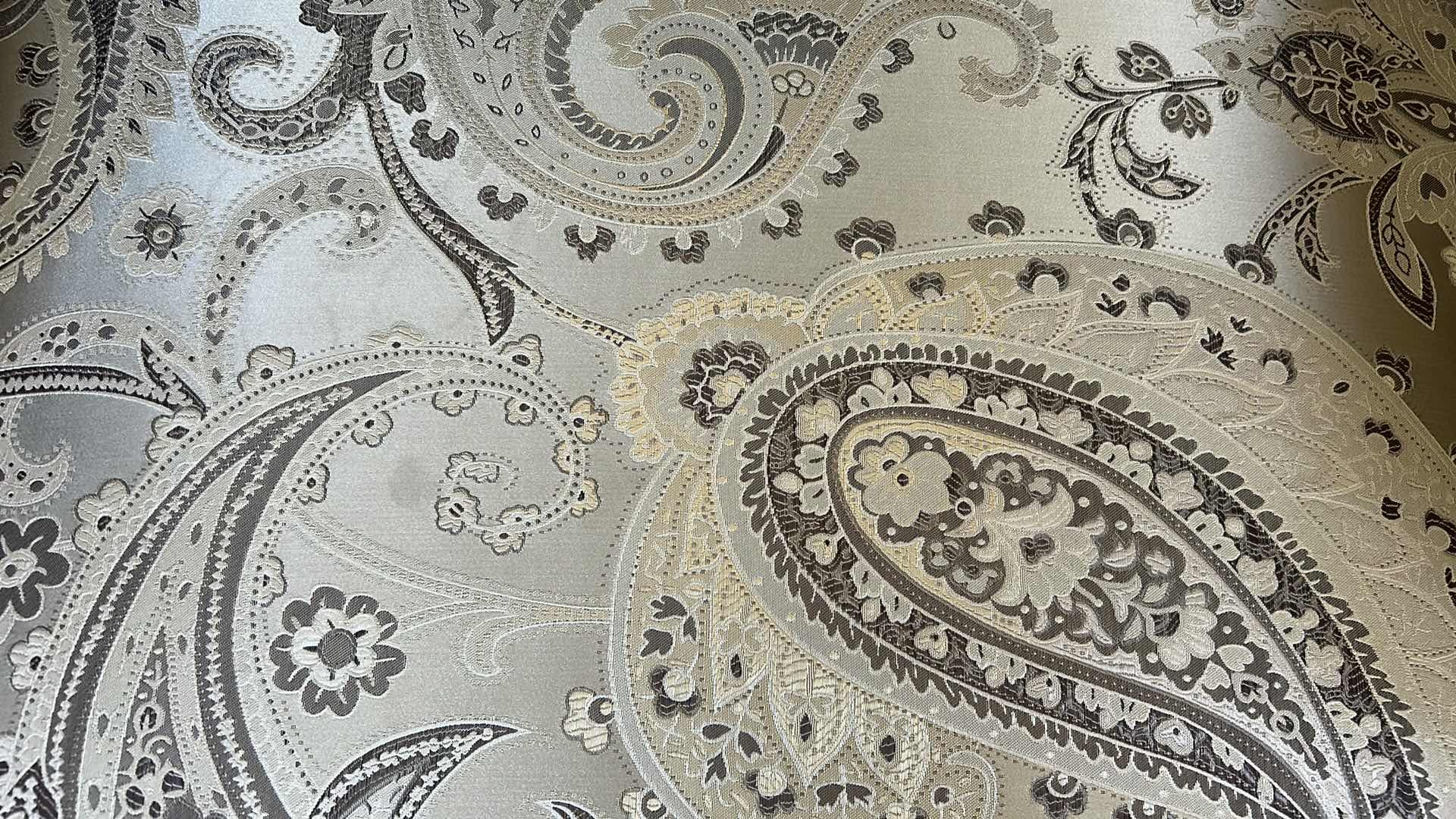 Photo 1 of CLASSIC CONSTANTINE ARM CHAIR ORNATE CARVED WOOD FRAME DARK WALNUT FINISH PAISLEY PATTERNED FABRIC W DECORATIVE PILLOW RETAIL $1700