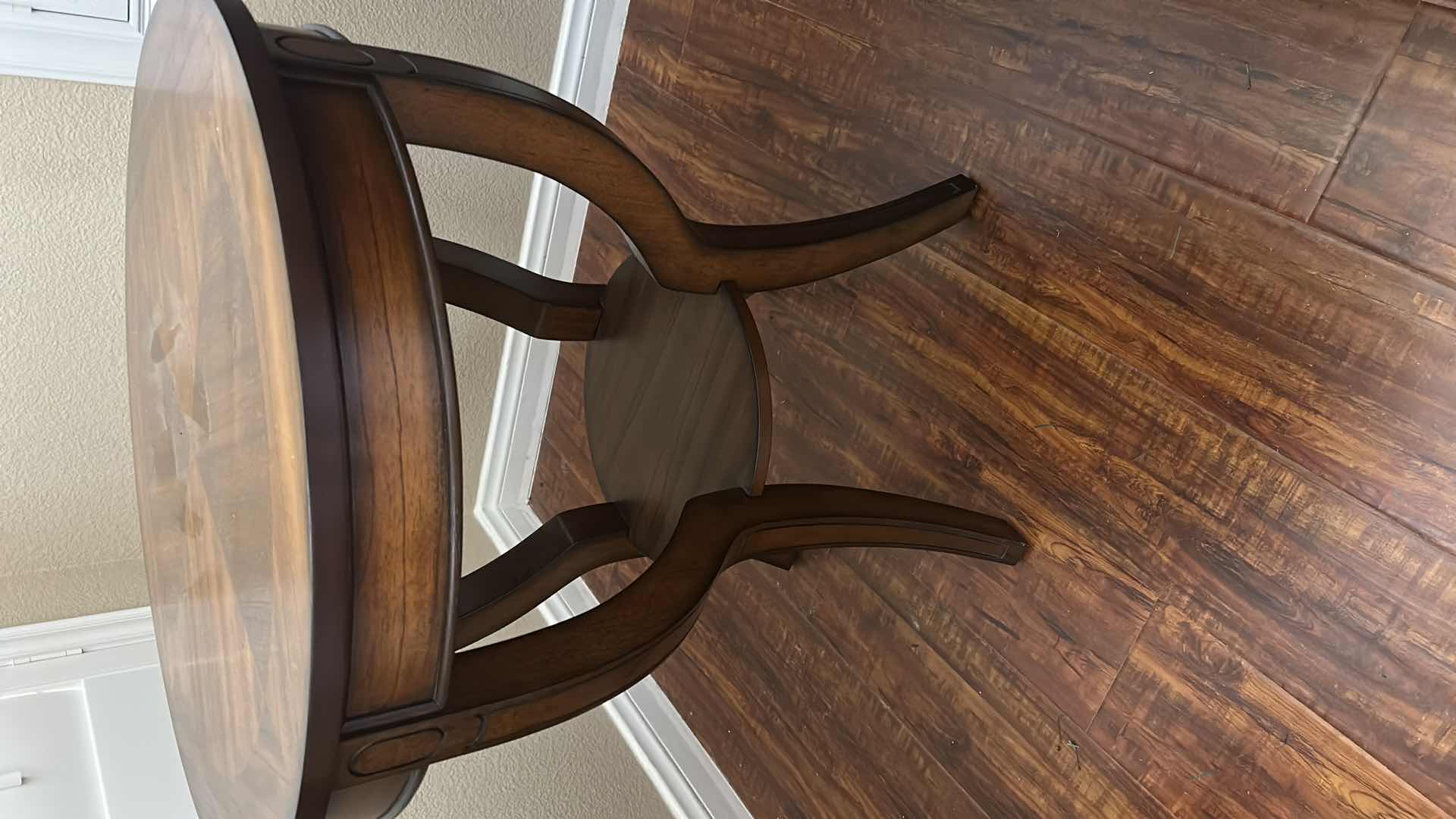 Photo 1 of VINTAGE CHERRY WOOD ROUND ACCENT SIDE TABLE 26" X 28"