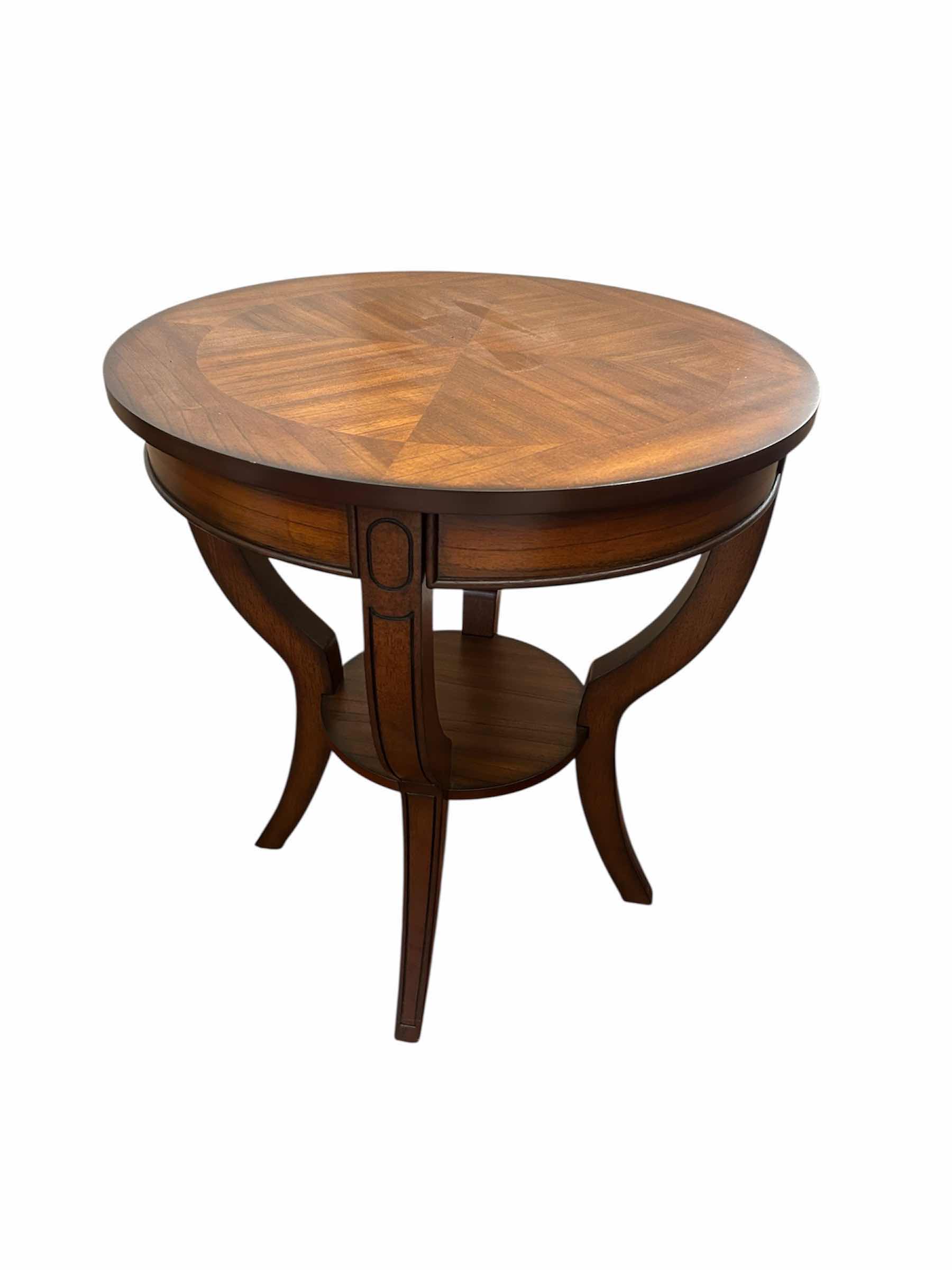 Photo 1 of VINTAGE CHERRY WOOD ROUND ACCENT SIDE TABLE 26" X 28"