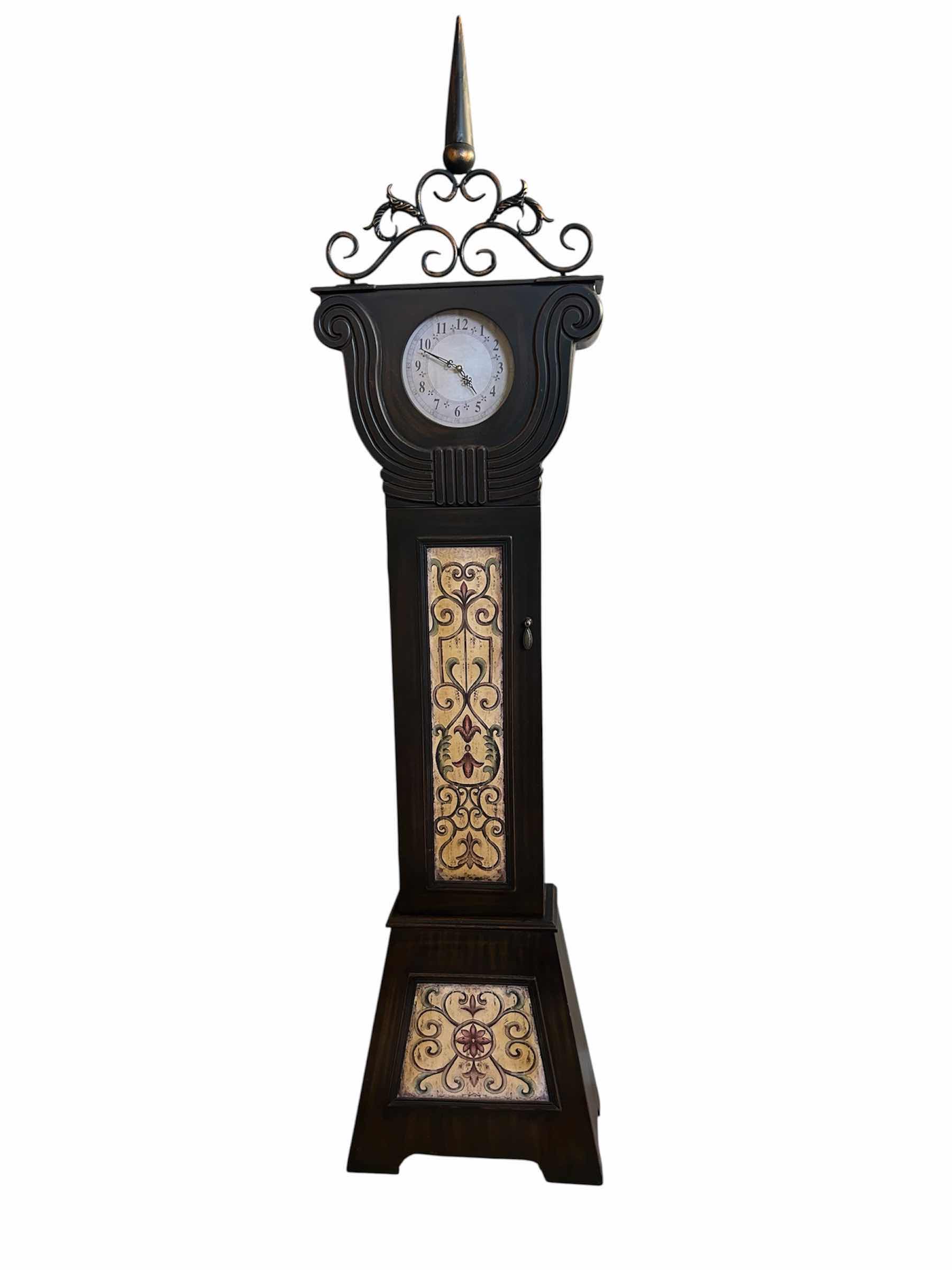 Photo 1 of DOLL HOUSE STYLE FLOOR CLOCK W DECORATIVE PANELS H 80"