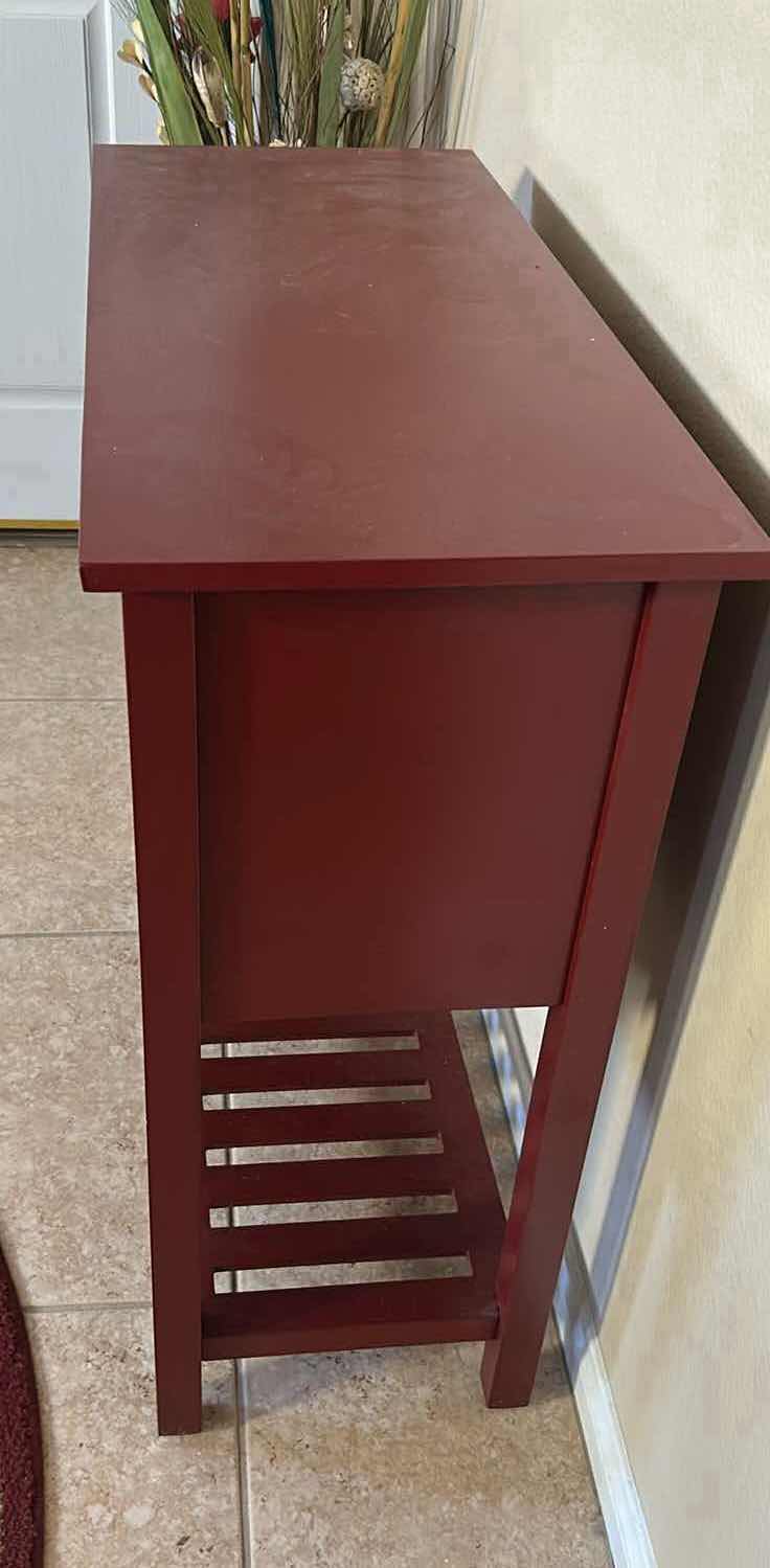 Photo 1 of RED WOOD 4 DRAWER CONSOLE TABLE 42" X 14" H 33"