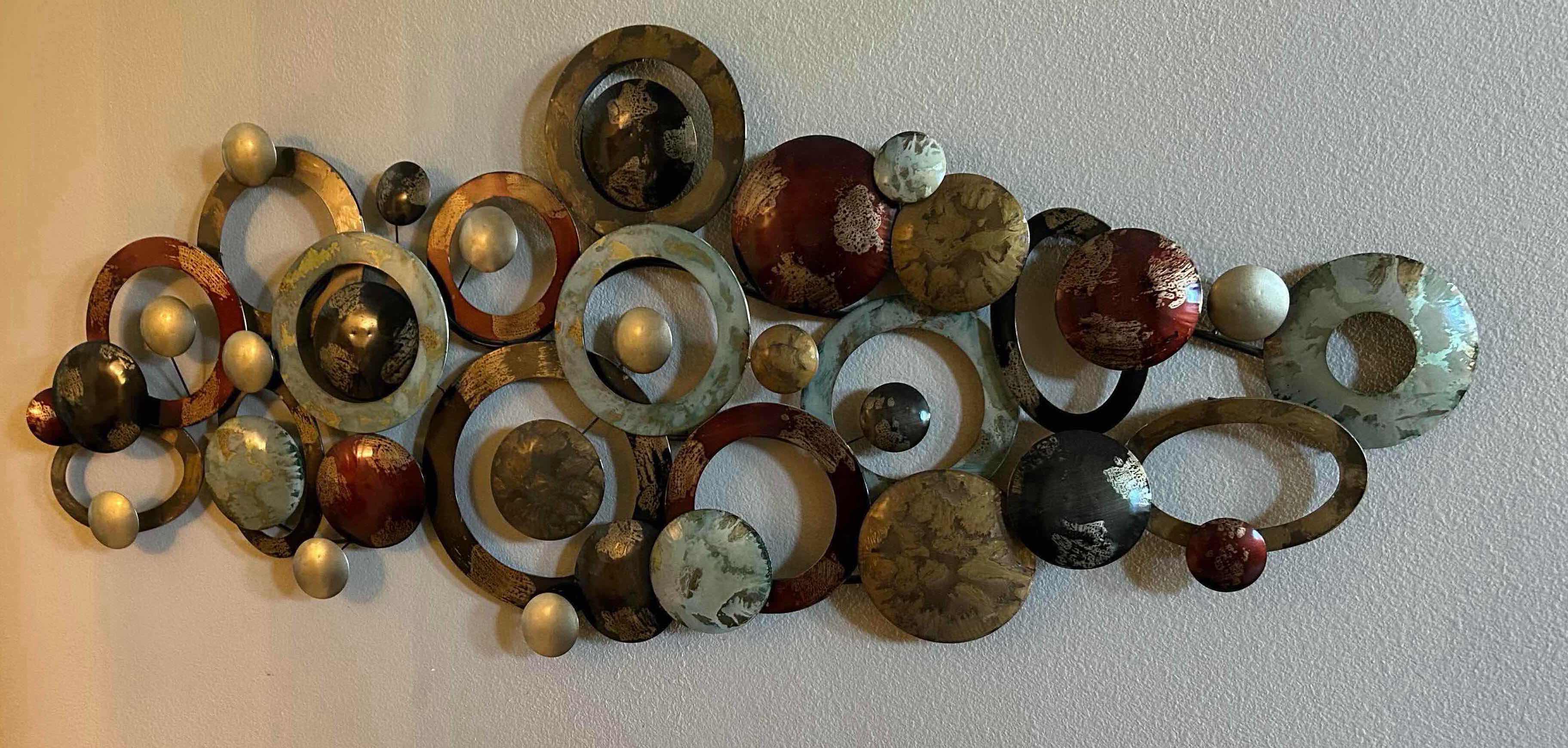 Photo 1 of 3 D METAL WALL SCULPTURE W OVERLAPPING CIRCLES AND SPHERES W 63"
