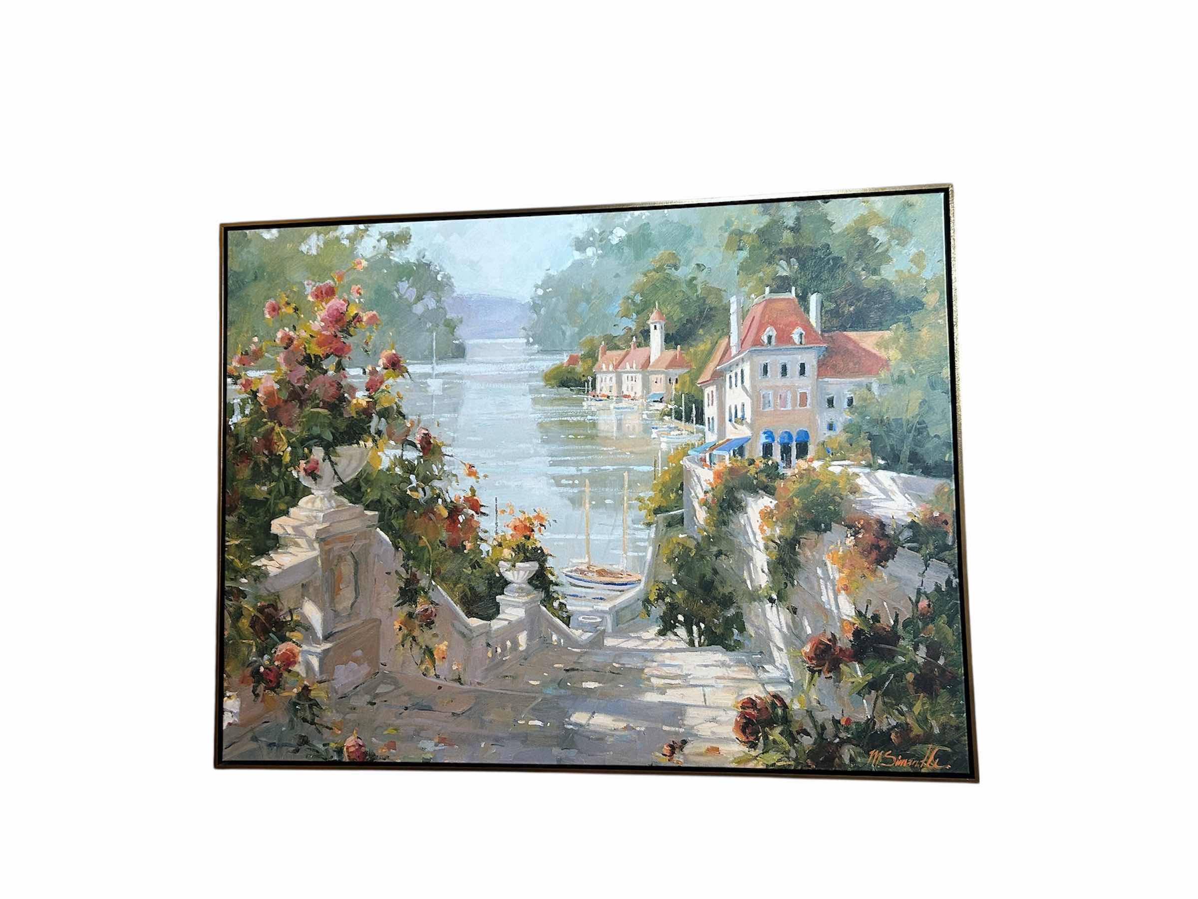 Photo 1 of FRAMED PRINT "ITALIAN HARBOR " BY MARILYN SIMANDLE 61" X 45"