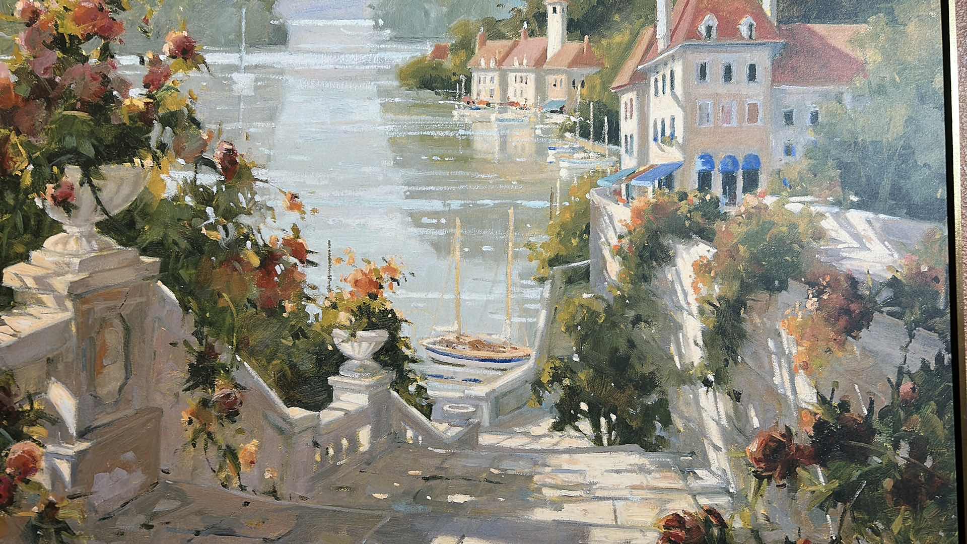 Photo 1 of FRAMED PRINT "ITALIAN HARBOR " BY MARILYN SIMANDLE 61" X 45"