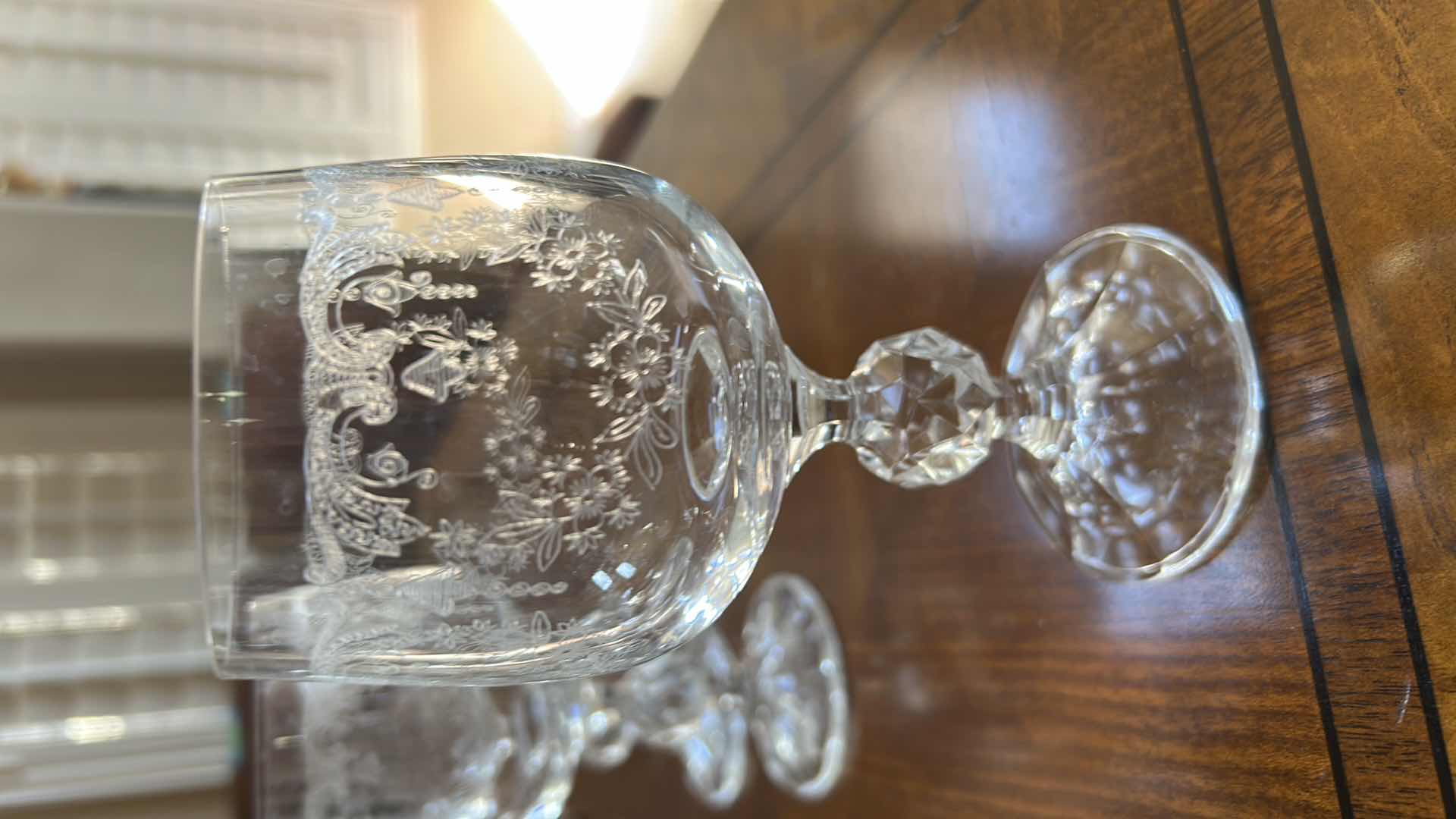 Photo 1 of 6- VINTAGE BOHEMIAN CZECH CRYSTAL WINE GOBLETS